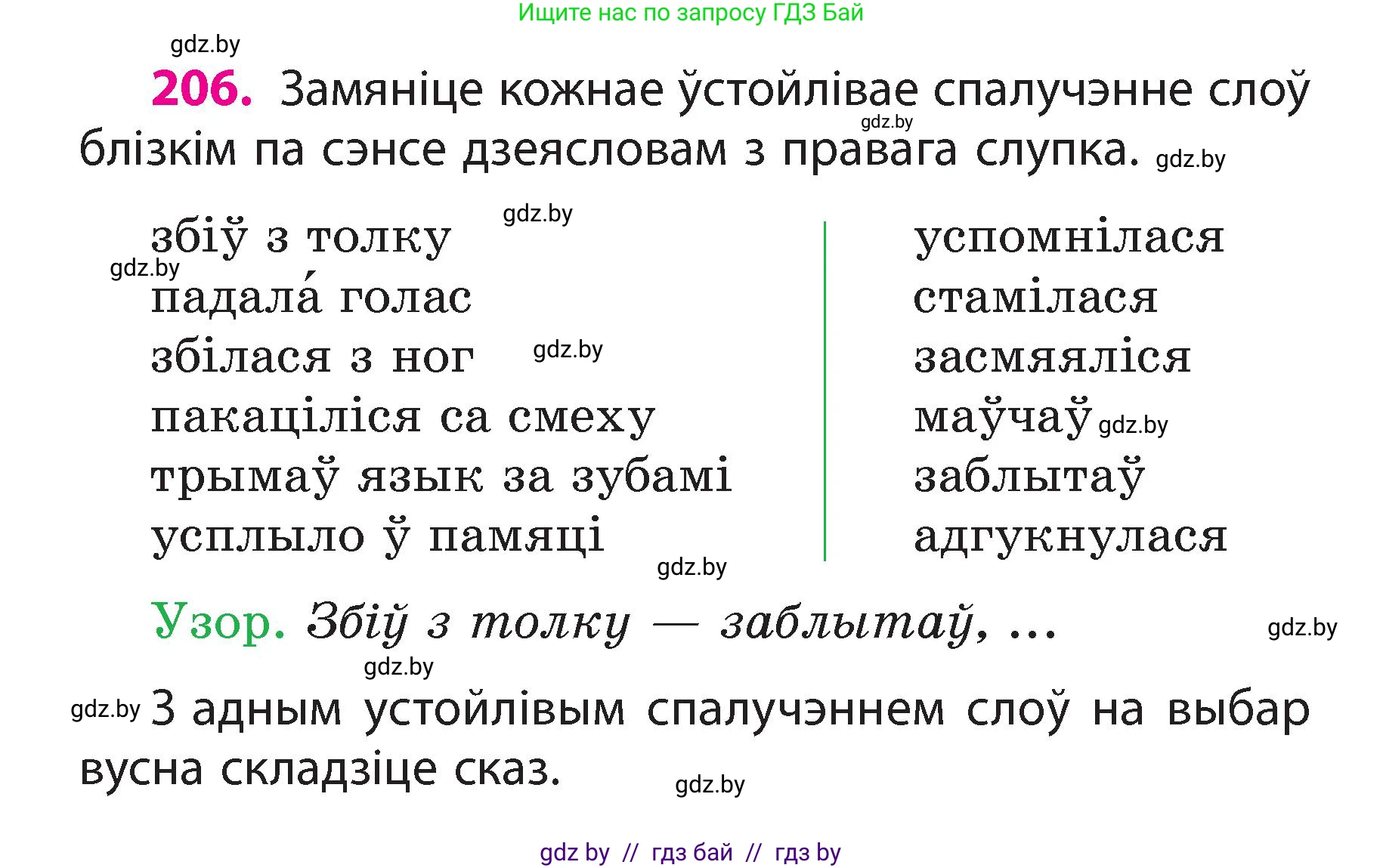 Белорусский язык (Беларуская мова), 3 класс Учебник, автор: Свірыдзенка Вольга Іванаўна, издательство Нацыянальны інстытут адукацыі, Минск, 2023, зелёного цвета, Частка 2, страница 116, номер 206, Условие