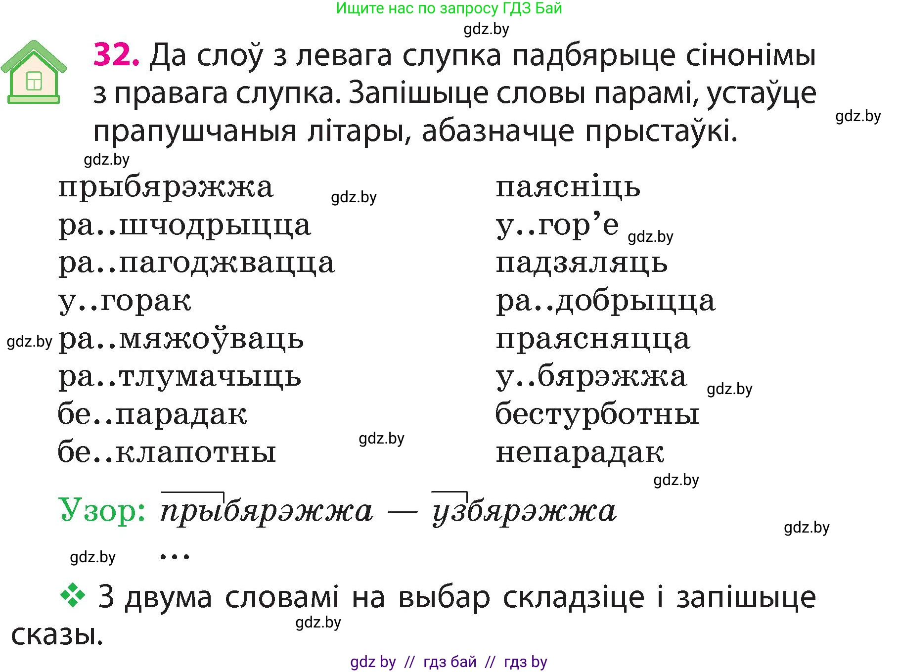 Белорусский язык (Беларуская мова), 3 класс Учебник, автор: Свірыдзенка Вольга Іванаўна, издательство Нацыянальны інстытут адукацыі, Минск, 2023, зелёного цвета, Частка 2, страница 19, номер 32, Условие