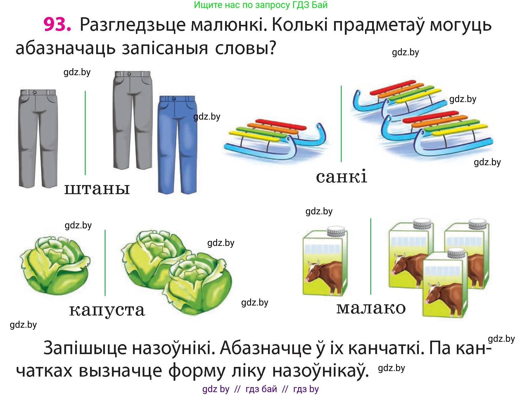 Белорусский язык (Беларуская мова), 3 класс Учебник, автор: Свірыдзенка Вольга Іванаўна, издательство Нацыянальны інстытут адукацыі, Минск, 2023, зелёного цвета, Частка 2, страница 55, номер 93, Условие