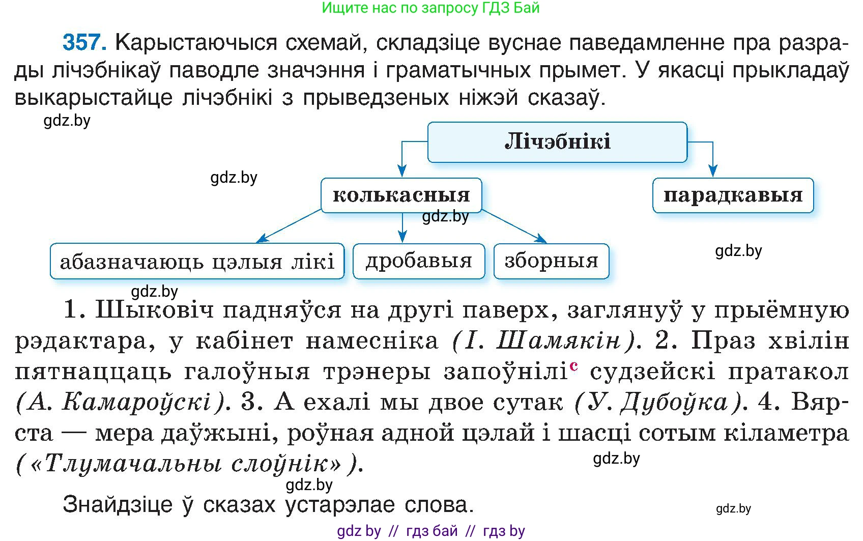 Белорусский язык (Беларуская мова), 6 класс Учебник, авторы: Валочка Ганна Міхайлаўна, Зелянко Вольга Уладзіміраўна, Мартынкевіч Святлана Васільеўна, Якуба Святлана Міхайлаўна, Бажкова Т І, издательство Акадэмія адукацыі, Минск, 2025, страница 182, номер 357, Условие 2025