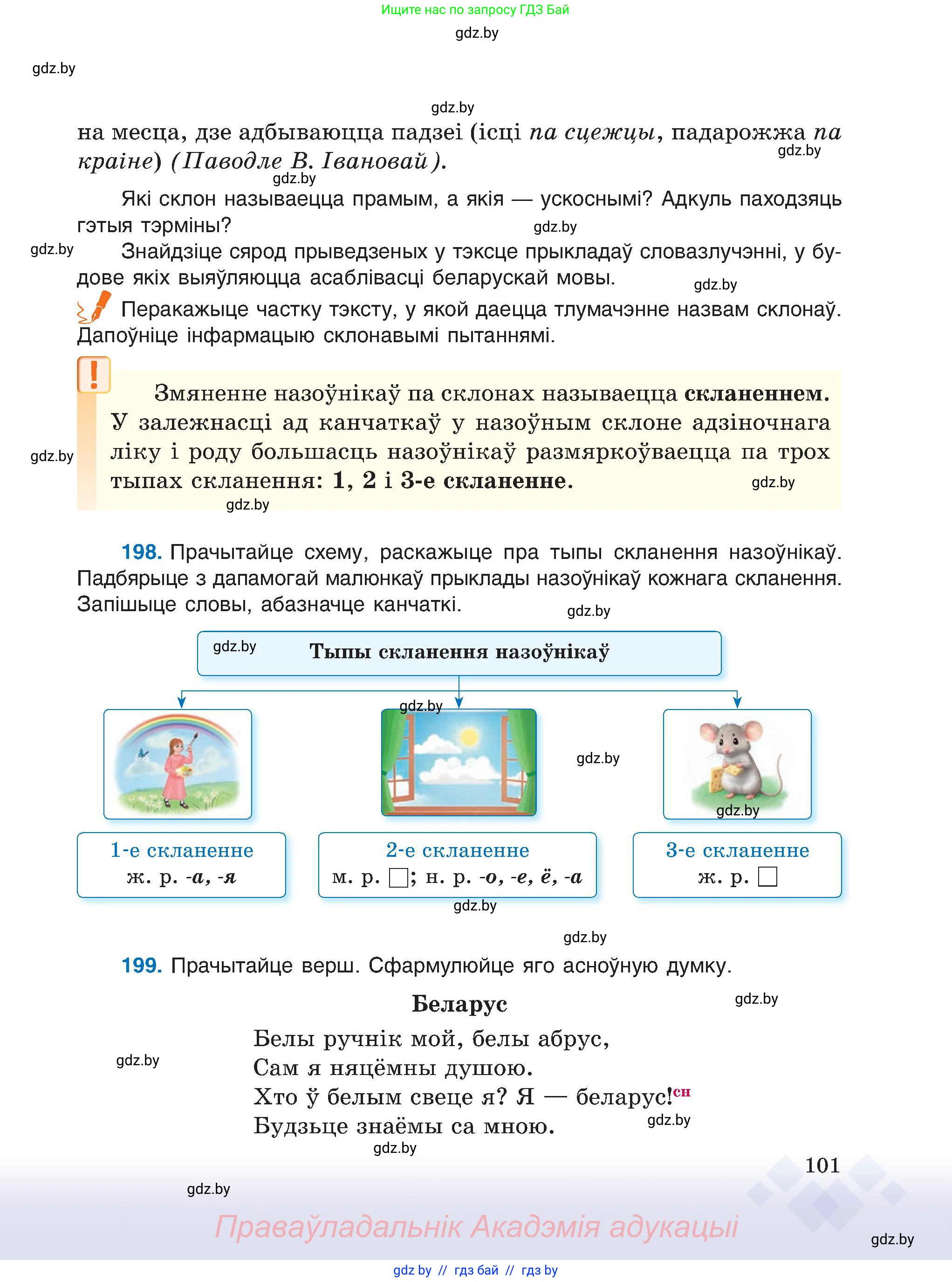 Белорусский язык (Беларуская мова), 6 класс Учебник, авторы: Валочка Ганна Міхайлаўна, Зелянко Вольга Уладзіміраўна, Мартынкевіч Святлана Васільеўна, Якуба Святлана Міхайлаўна, Бажкова Т І, издательство Акадэмія адукацыі, Минск, 2025, страница 101