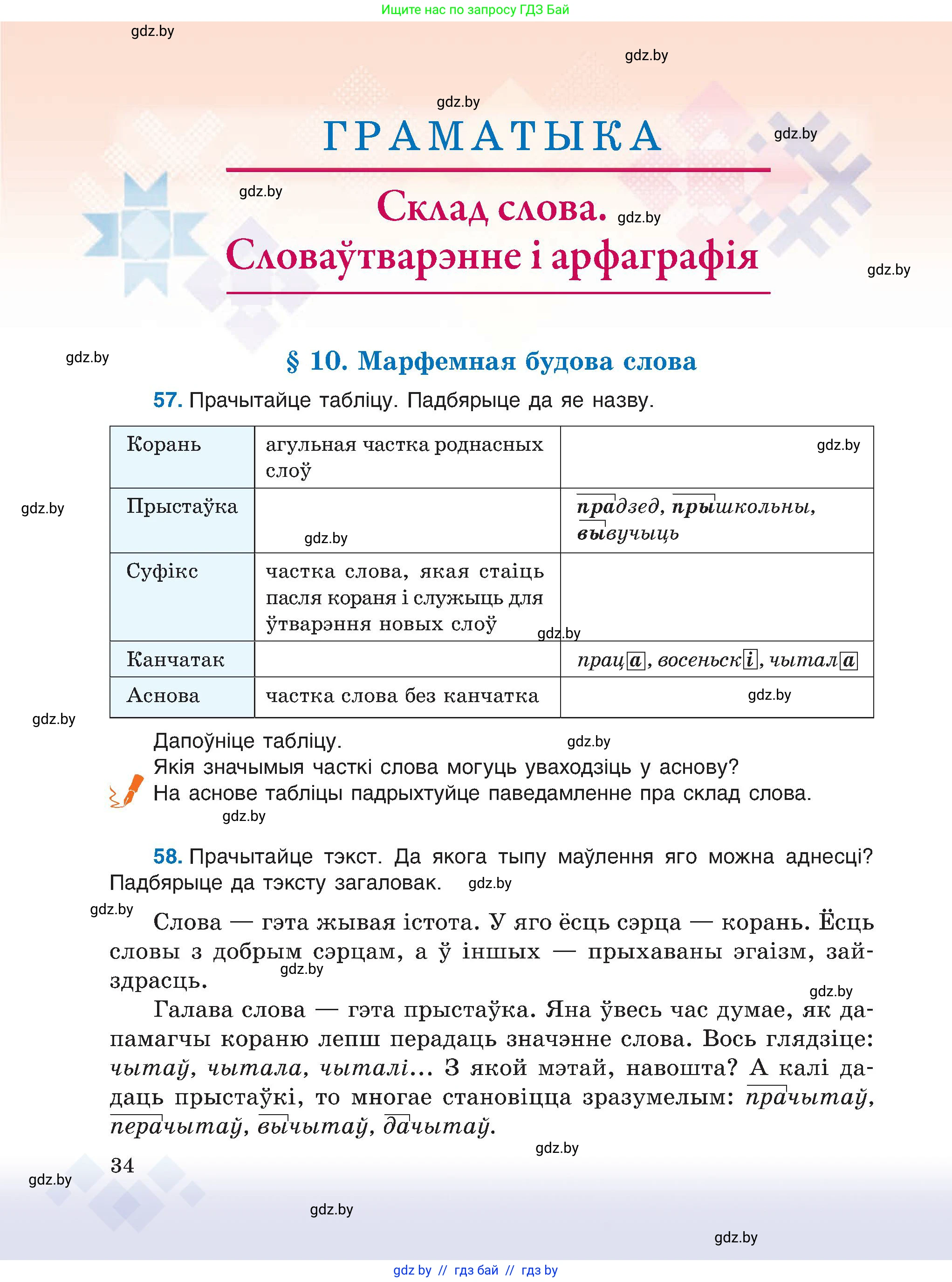Белорусский язык (Беларуская мова), 6 класс Учебник, авторы: Валочка Ганна Міхайлаўна, Зелянко Вольга Уладзіміраўна, Мартынкевіч Святлана Васільеўна, Якуба Святлана Міхайлаўна, Бажкова Т І, издательство Акадэмія адукацыі, Минск, 2025, страница 34