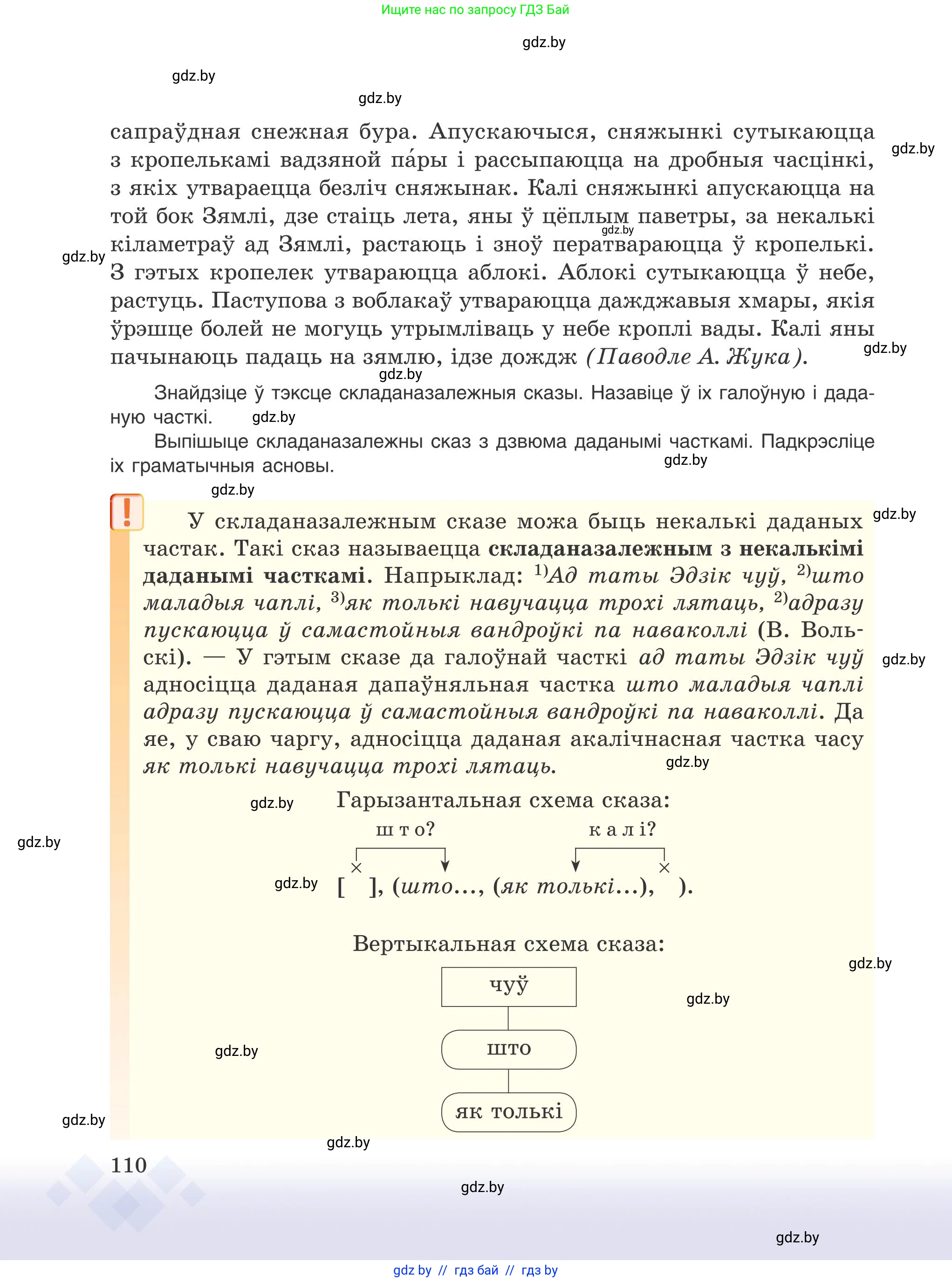 Белорусский язык (Беларуская мова), 9 класс Учебник, авторы: Валочка Ганна Міхайлаўна, Васюковіч Людміла Сяргееўна, Зелянко Вольга Уладзіміраўна, Якуба Святлана Міхайлаўна, Байкова С І, издательство Акадэмія адукацыі, Минск, 2025, сиреневого цвета, страница 110