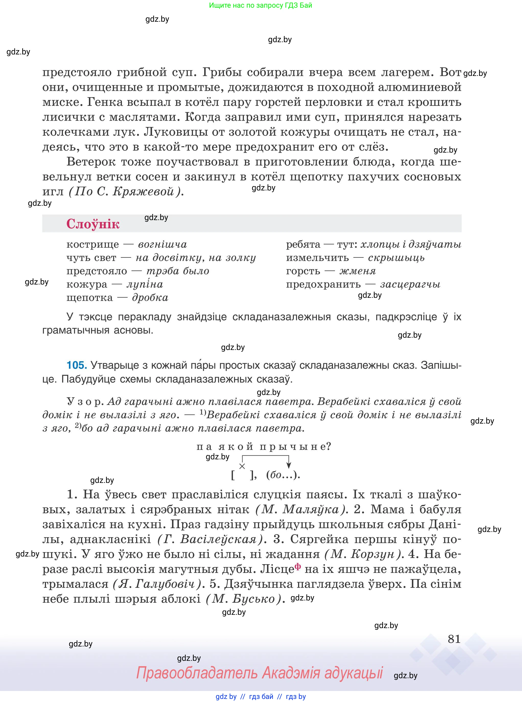 Белорусский язык (Беларуская мова), 9 класс Учебник, авторы: Валочка Ганна Міхайлаўна, Васюковіч Людміла Сяргееўна, Зелянко Вольга Уладзіміраўна, Якуба Святлана Міхайлаўна, Байкова С І, издательство Акадэмія адукацыі, Минск, 2025, сиреневого цвета, страница 81