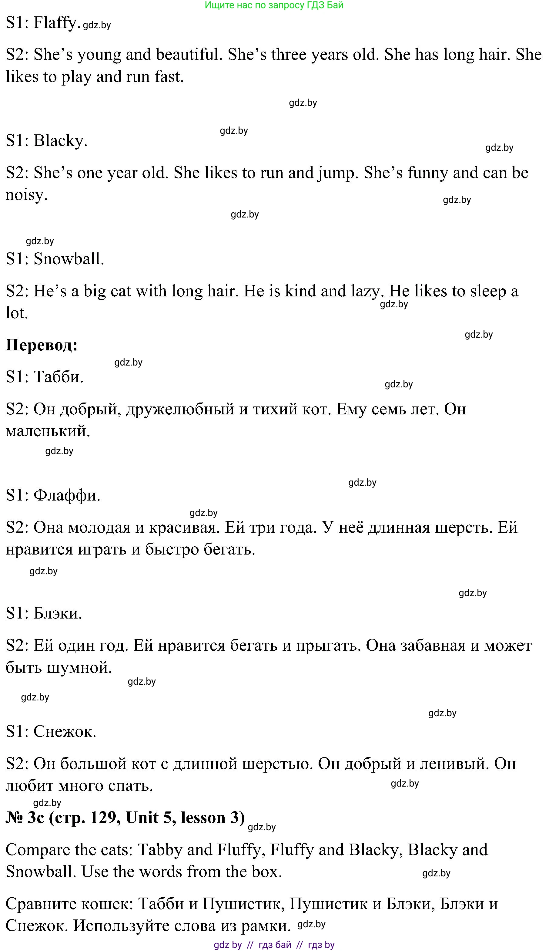 Английский язык (english), 4 класс Учебник (Student's book), авторы: Лапицкая Людмила Михайловна (Lapitskaya Ludmila), Седунова Наталья Михайловна (Sedunova Natalia), издательство Адукацыя i выхаванне, Минск, 2024, бирюзового цвета, Часть ( Part) 1, страница 129, номер 3, Решение 2 (продолжение 2)