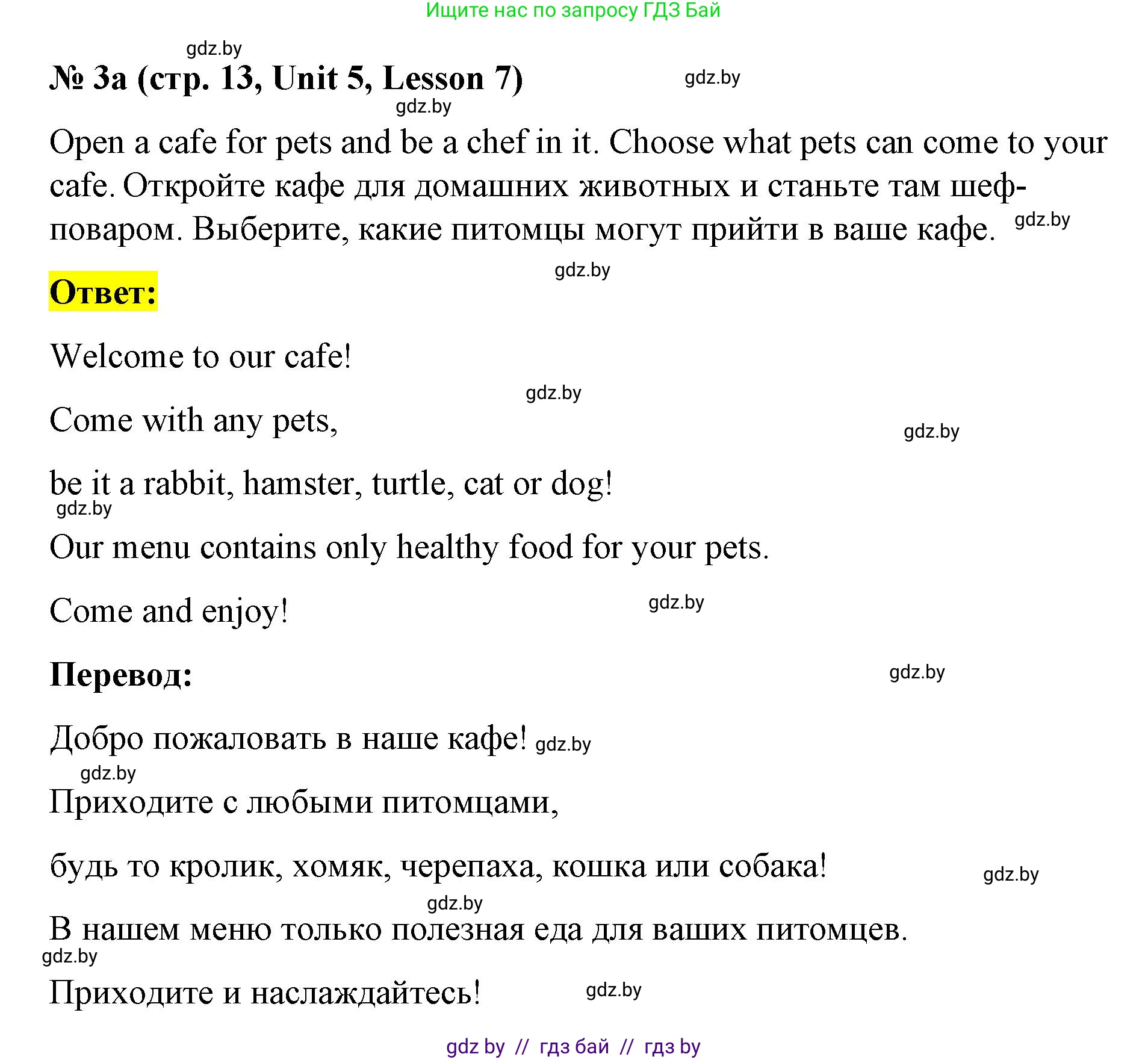Английский язык (english), 4 класс Учебник (Student's book), авторы: Лапицкая Людмила Михайловна (Lapitskaya Ludmila), Седунова Наталья Михайловна (Sedunova Natalia), издательство Адукацыя i выхаванне, Минск, 2024, бирюзового цвета, Часть ( Part) 2, страница 13, номер 3, Решение 2