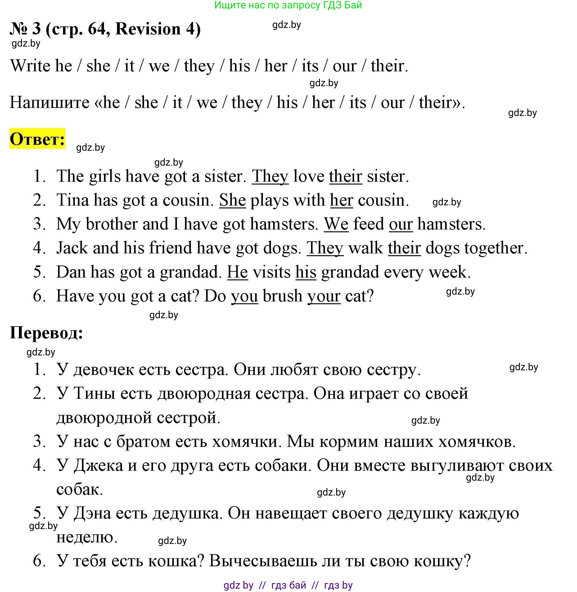 Английский язык (english), 4 класс практикум по грамматике (grammar), автор: Севрюкова Татьяна Юрьевна, издательство Аверсэв, Минск, 2023, страница 64, номер 3, Решение