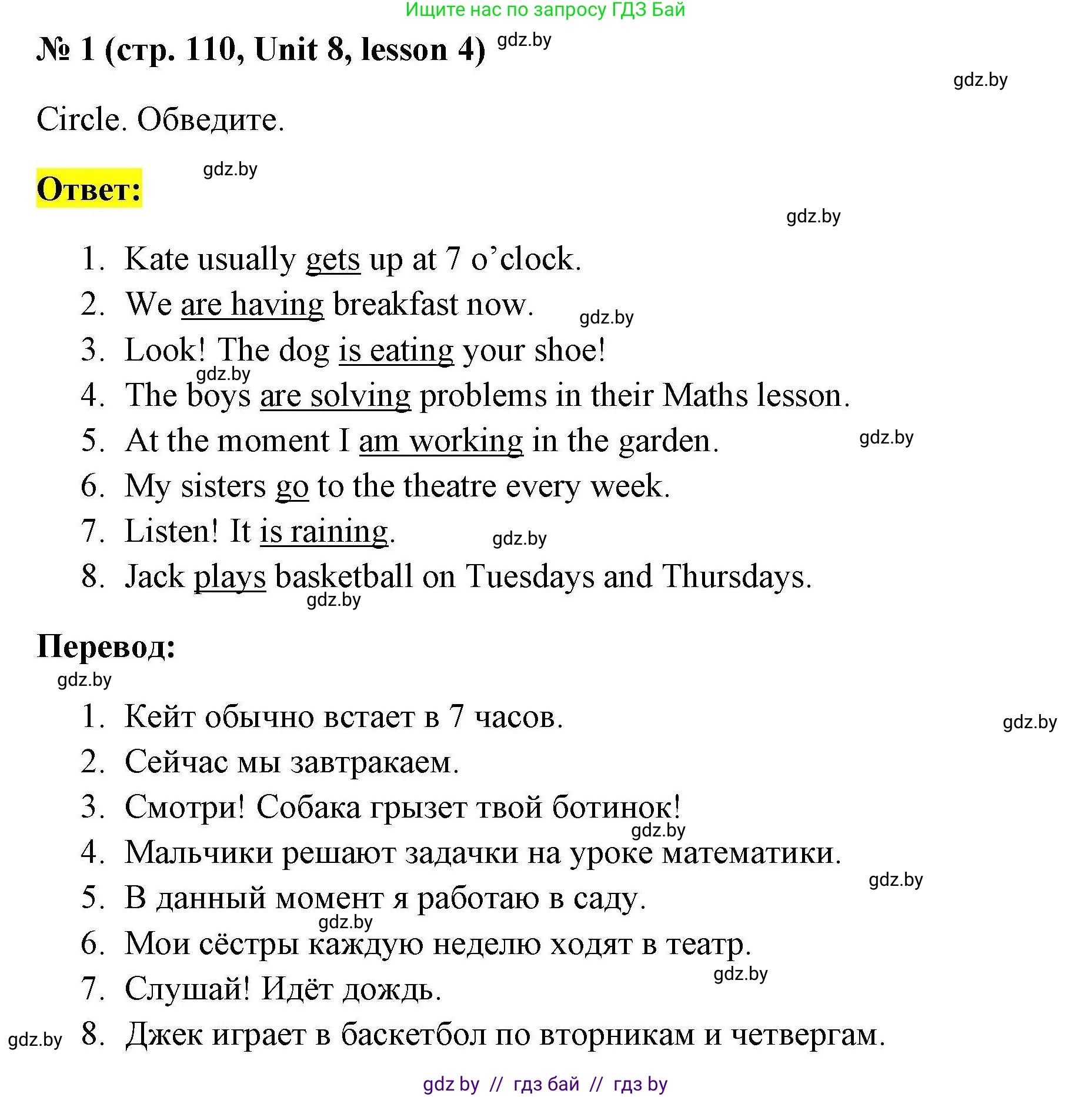 Английский язык (english), 4 класс практикум по грамматике (grammar), автор: Севрюкова Татьяна Юрьевна, издательство Аверсэв, Минск, 2023, страница 110, номер 1, Решение