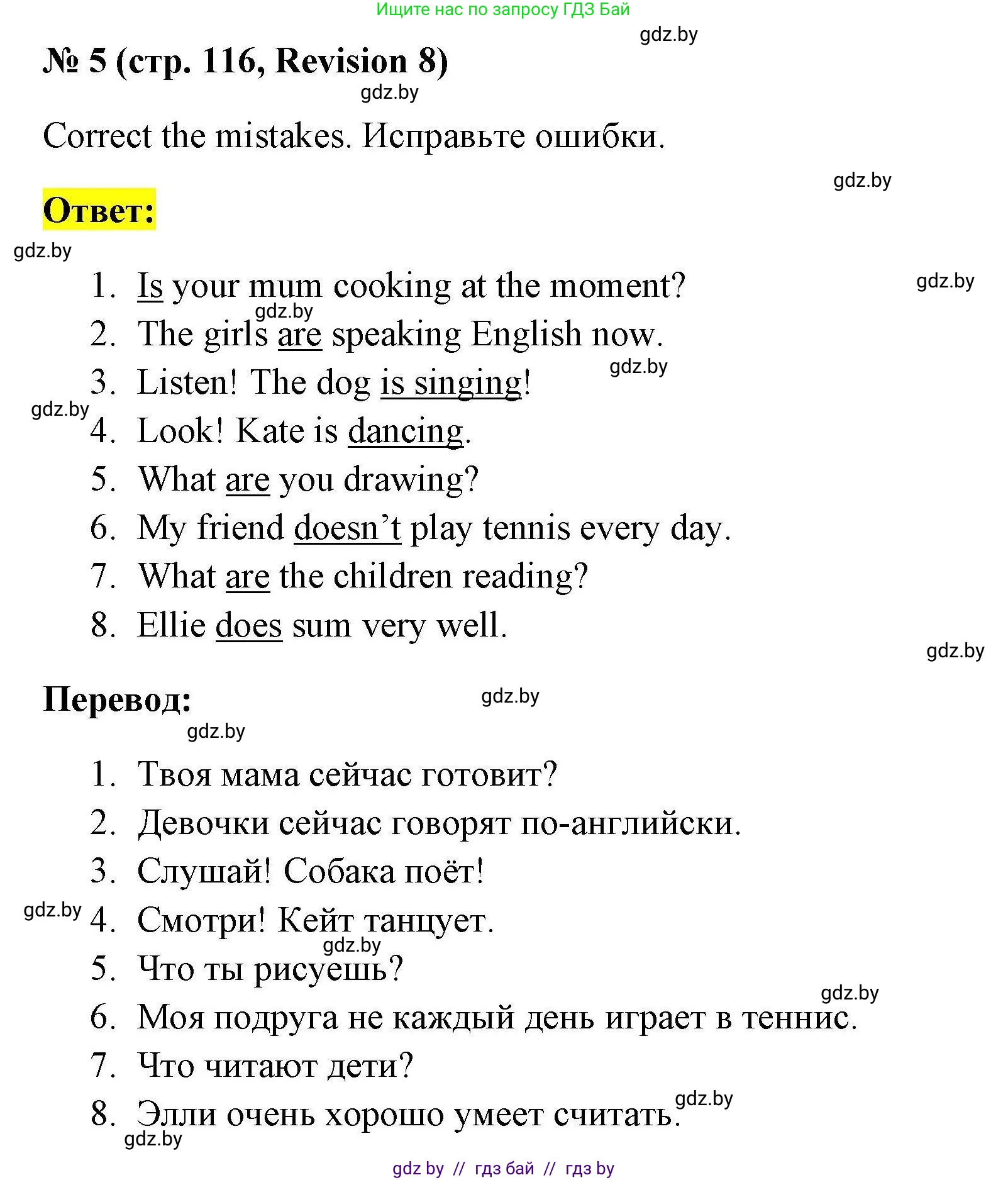 Английский язык (english), 4 класс практикум по грамматике (grammar), автор: Севрюкова Татьяна Юрьевна, издательство Аверсэв, Минск, 2023, страница 116, номер 5, Решение