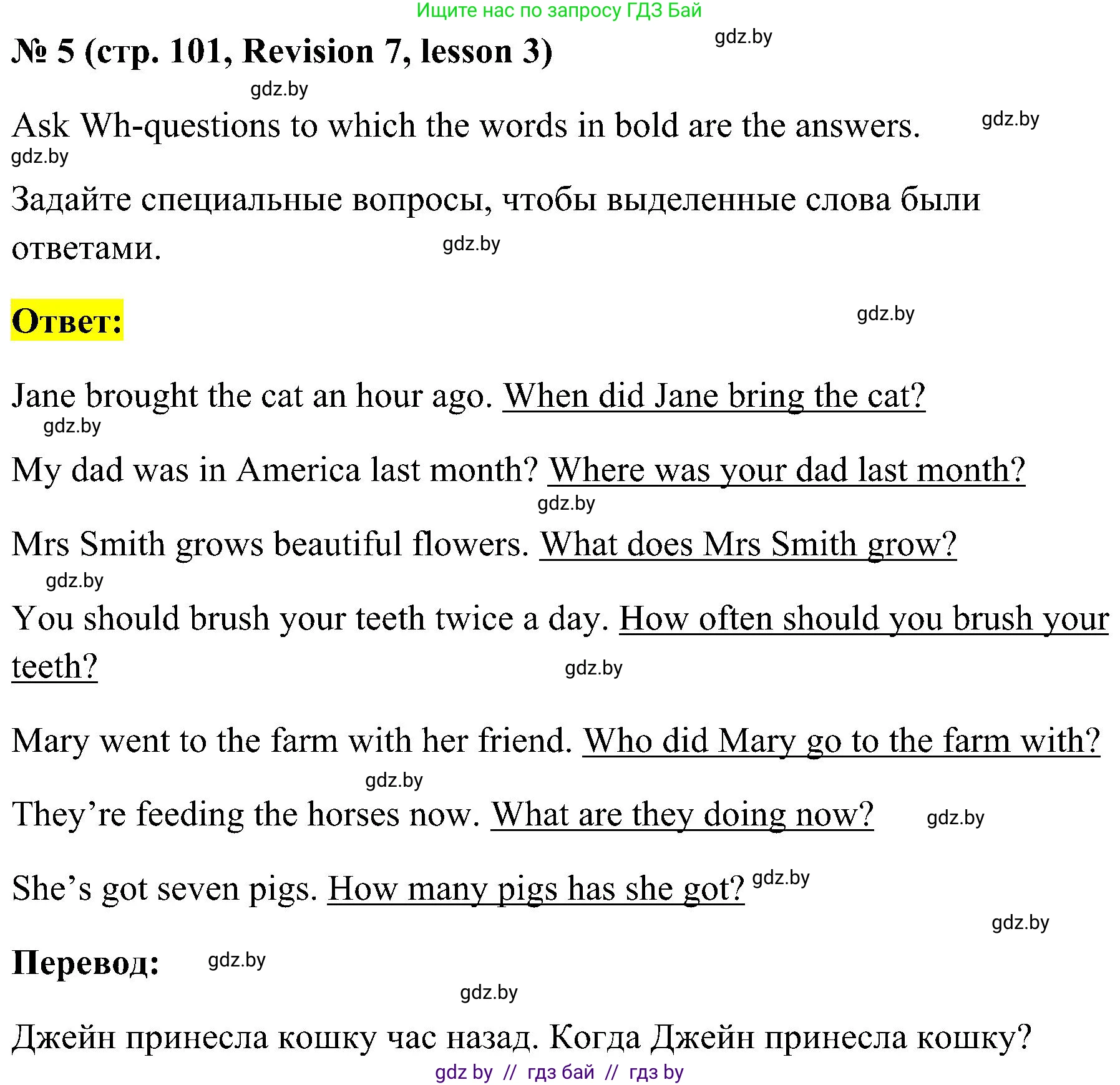 Английский язык (english), 5 класс практикум по грамматике (grammar), автор: Севрюкова Татьяна Юрьевна, издательство Аверсэв, Минск, 2023, оранжевого цвета, страница 101, номер 5, Решение