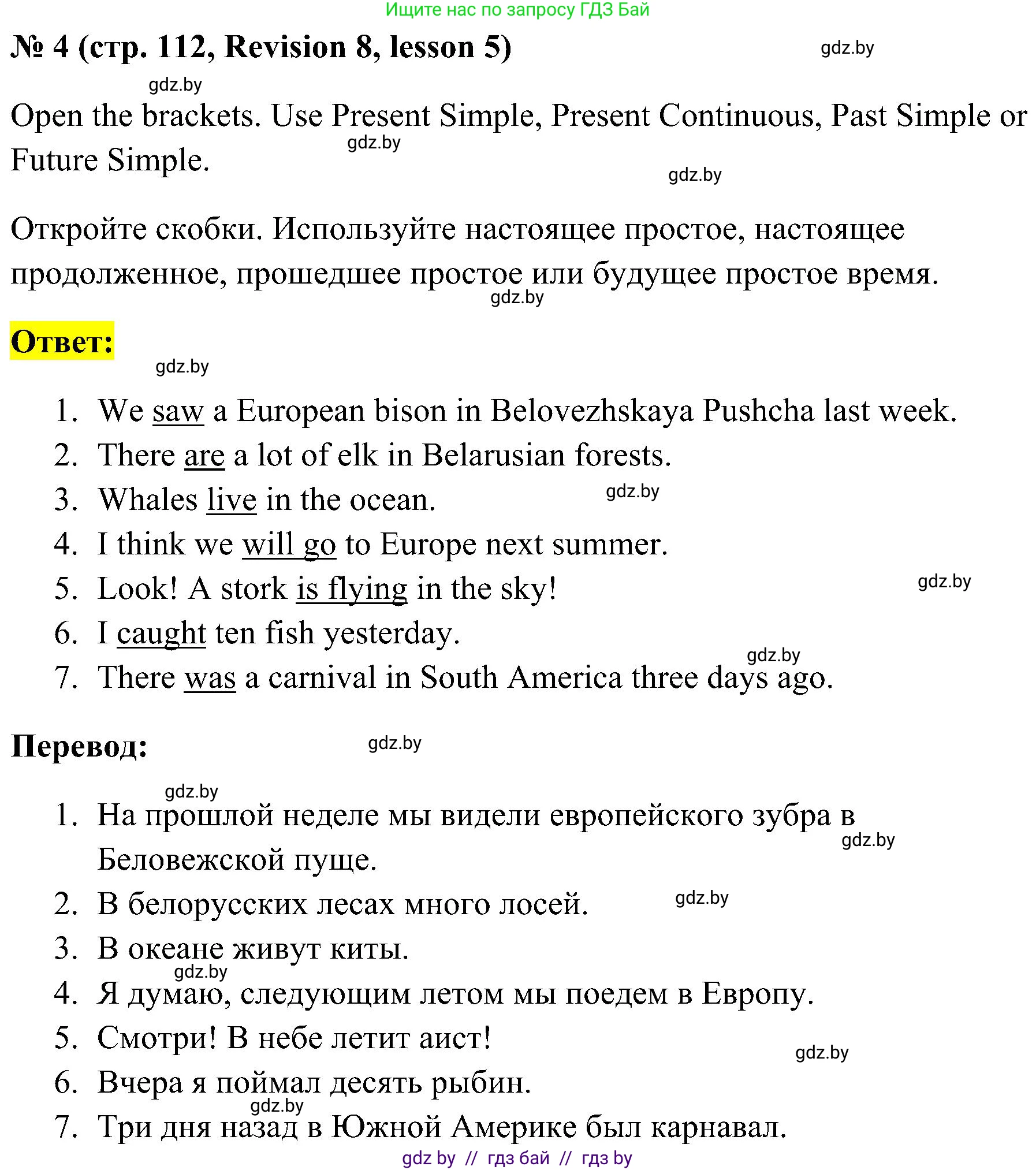 Английский язык (english), 5 класс практикум по грамматике (grammar), автор: Севрюкова Татьяна Юрьевна, издательство Аверсэв, Минск, 2023, оранжевого цвета, страница 112, номер 4, Решение