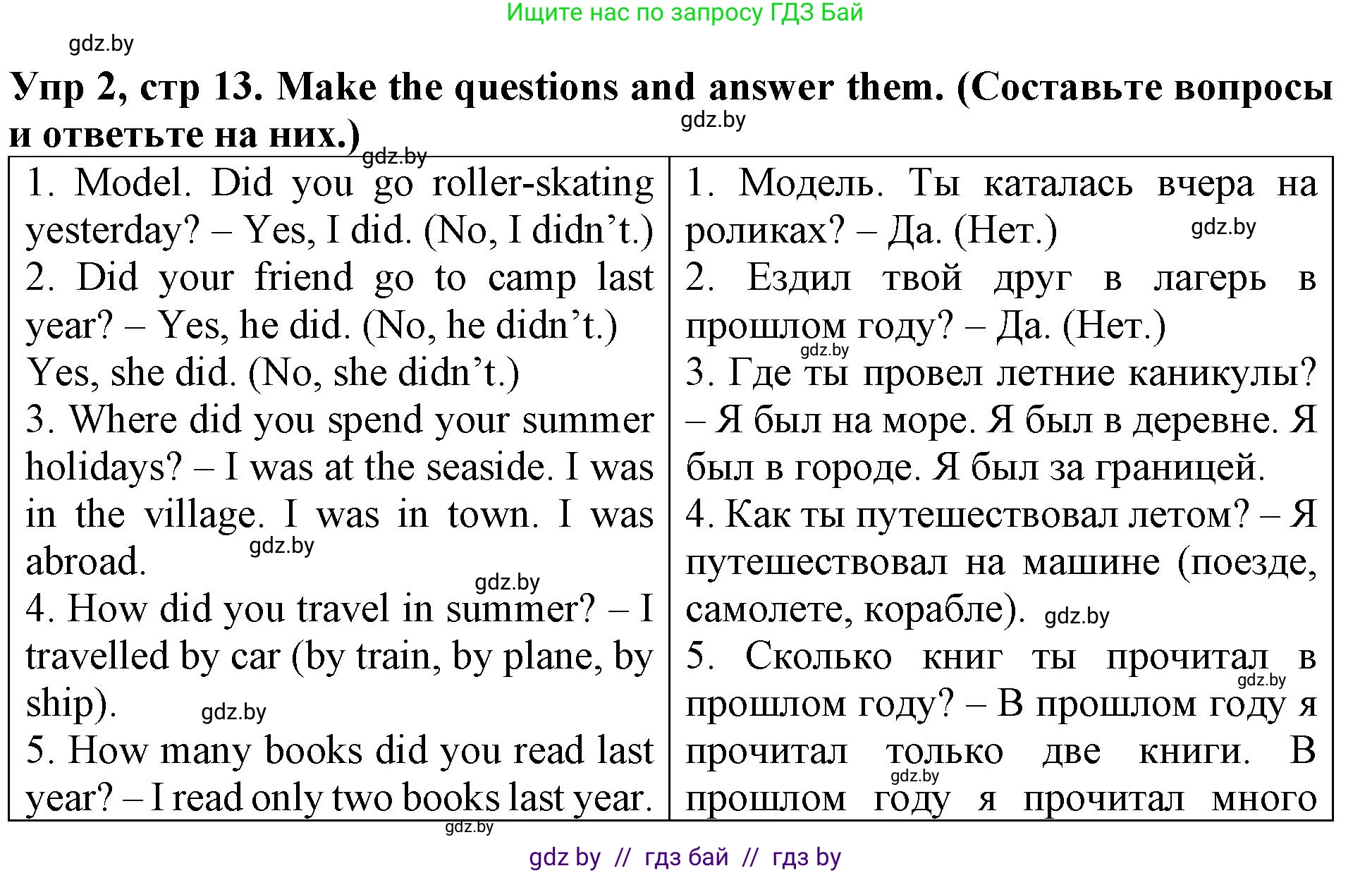 Английский язык (english), 6 класс Тетрадь по грамматике (grammar), авторы: Севрюкова Татьяна Юрьевна, Юхнель Наталья Валентиновна, Бушуева Эдите Владиславовна, издательство Аверсэв, Минск, 2022, зелёного цвета, страница 13, номер 2, Решение