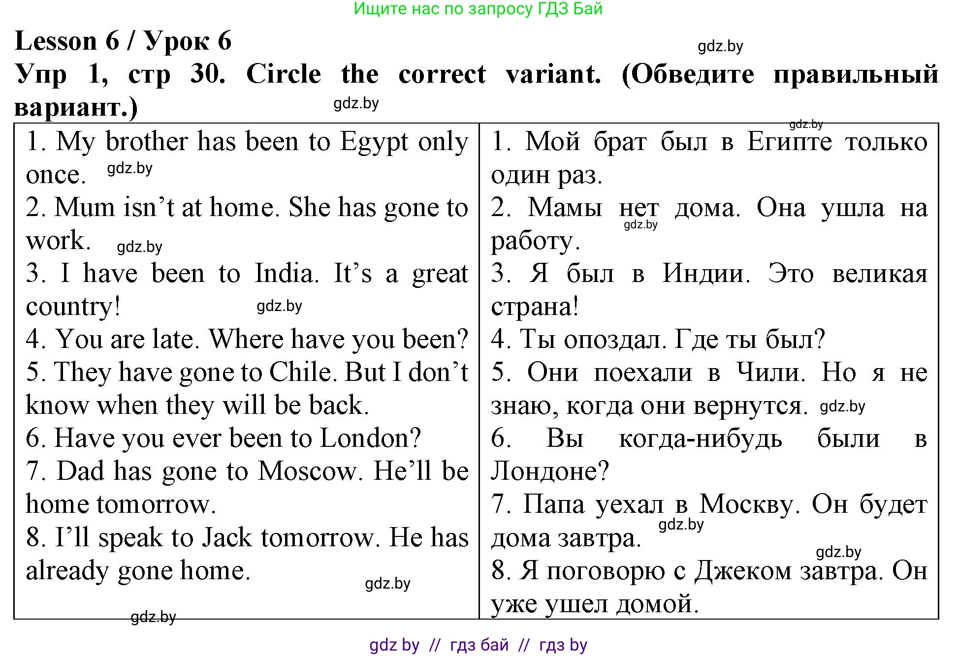 Английский язык (english), 6 класс Тетрадь по грамматике (grammar), авторы: Севрюкова Татьяна Юрьевна, Юхнель Наталья Валентиновна, Бушуева Эдите Владиславовна, издательство Аверсэв, Минск, 2022, зелёного цвета, страница 30, номер 1, Решение