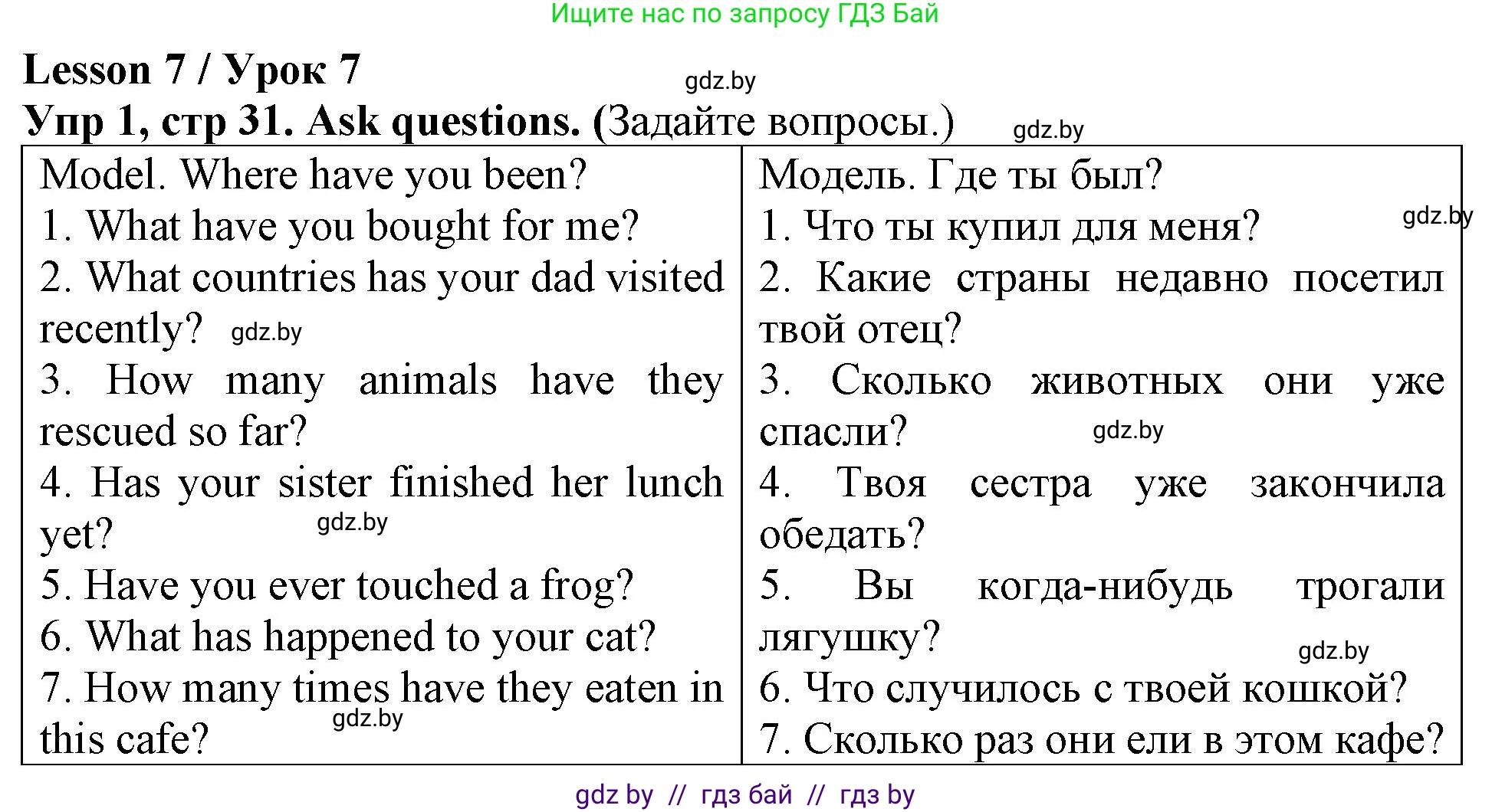 Английский язык (english), 6 класс Тетрадь по грамматике (grammar), авторы: Севрюкова Татьяна Юрьевна, Юхнель Наталья Валентиновна, Бушуева Эдите Владиславовна, издательство Аверсэв, Минск, 2022, зелёного цвета, страница 31, номер 1, Решение