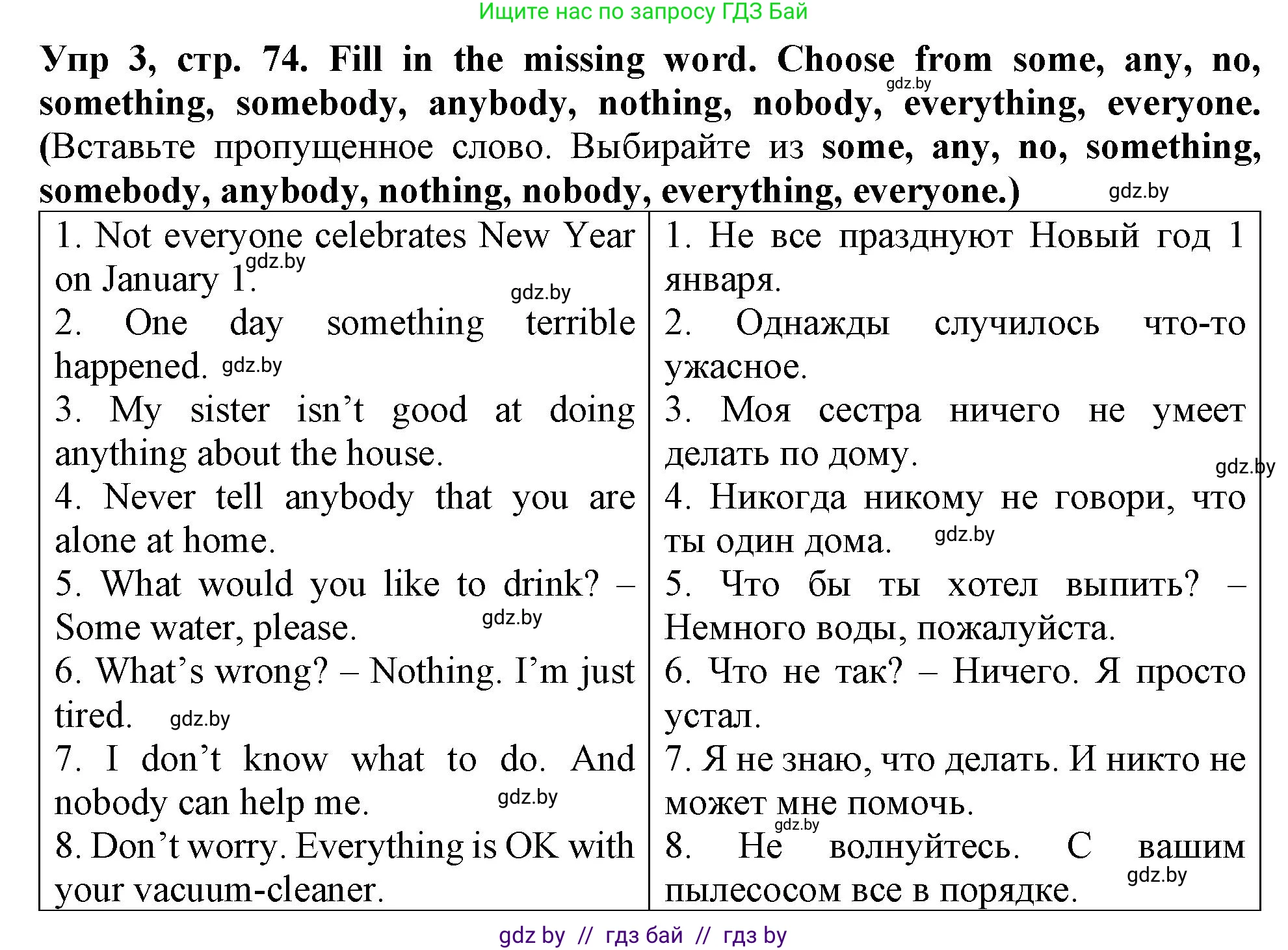 Английский язык (english), 6 класс Тетрадь по грамматике (grammar), авторы: Севрюкова Татьяна Юрьевна, Юхнель Наталья Валентиновна, Бушуева Эдите Владиславовна, издательство Аверсэв, Минск, 2022, зелёного цвета, страница 74, номер 3, Решение