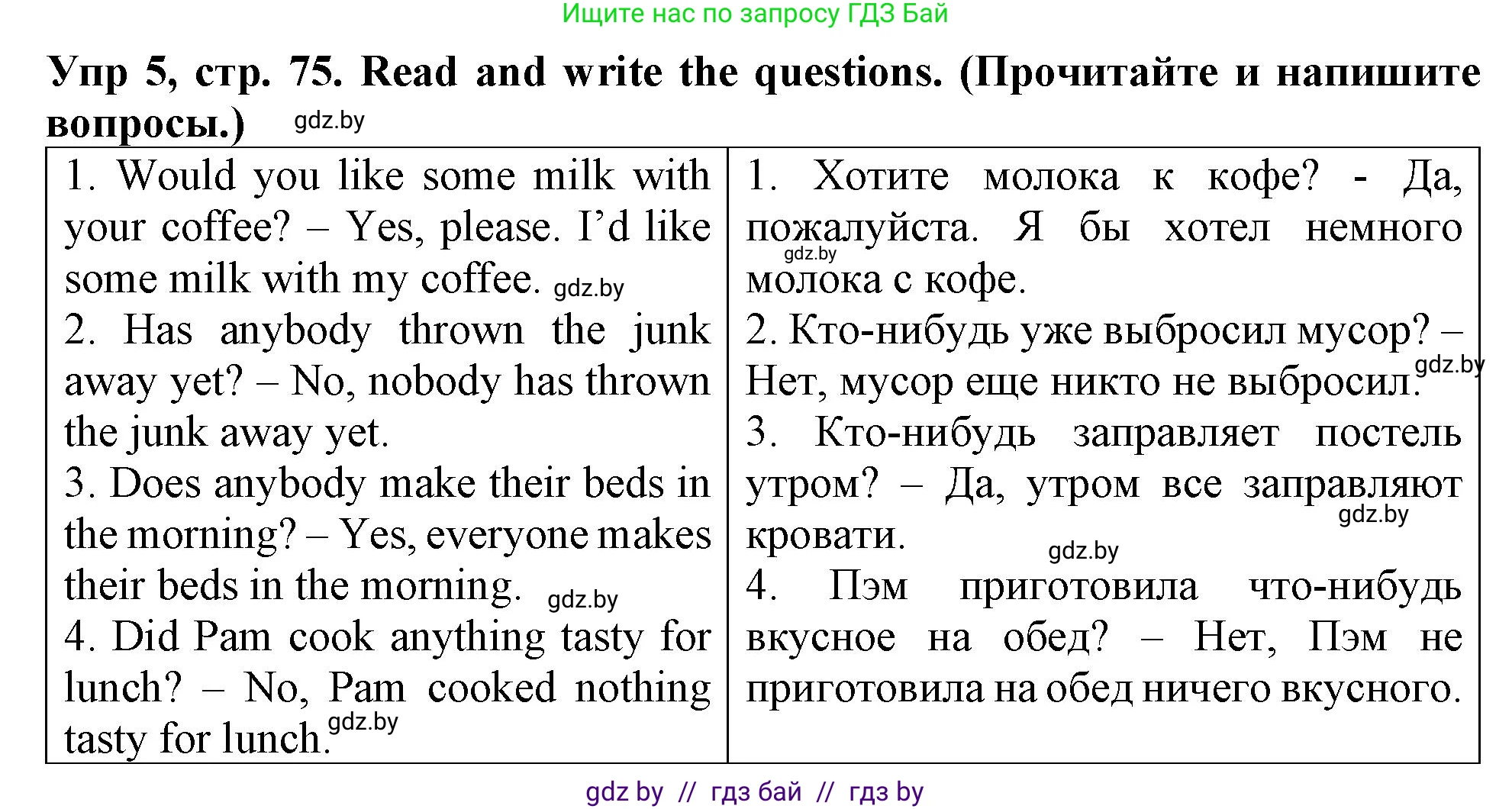Английский язык (english), 6 класс Тетрадь по грамматике (grammar), авторы: Севрюкова Татьяна Юрьевна, Юхнель Наталья Валентиновна, Бушуева Эдите Владиславовна, издательство Аверсэв, Минск, 2022, зелёного цвета, страница 75, номер 5, Решение