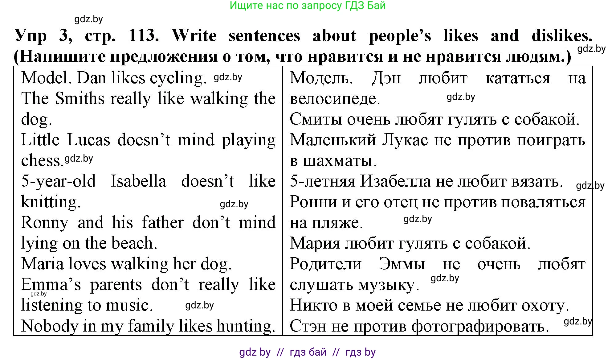 Английский язык (english), 6 класс Тетрадь по грамматике (grammar), авторы: Севрюкова Татьяна Юрьевна, Юхнель Наталья Валентиновна, Бушуева Эдите Владиславовна, издательство Аверсэв, Минск, 2022, зелёного цвета, страница 113, номер 3, Решение