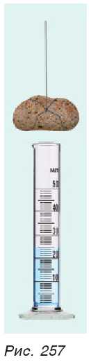 Рис. 257. Предложите и опишите способ измерения объема твердого тела, которое невозможно поместить в мензурку