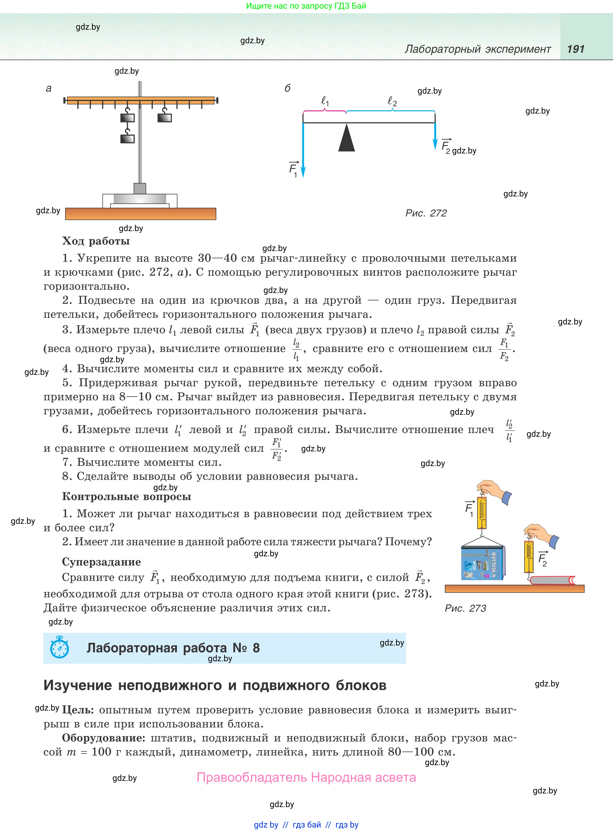 Физика, 9 класс Учебник, авторы: Исаченкова Лариса Артёмовна, Сокольский Анатолий Алексеевич, Захаревич Екатерина Васильевна, издательство Народная асвета, Минск, 2019, страница 191