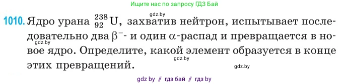 Физика, 11 класс Сборник задач, авторы: Дорофейчик Владимир Владимирович, Силенков Михаил Анатольевич, издательство Национальный институт образования, Минск, 2023, страница 282, номер 1010, Условие