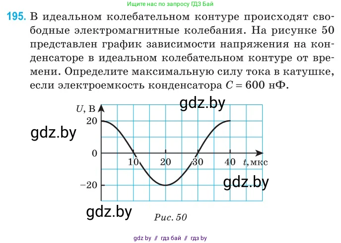 Физика, 11 класс Сборник задач, авторы: Дорофейчик Владимир Владимирович, Силенков Михаил Анатольевич, издательство Национальный институт образования, Минск, 2023, страница 61, номер 195, Условие