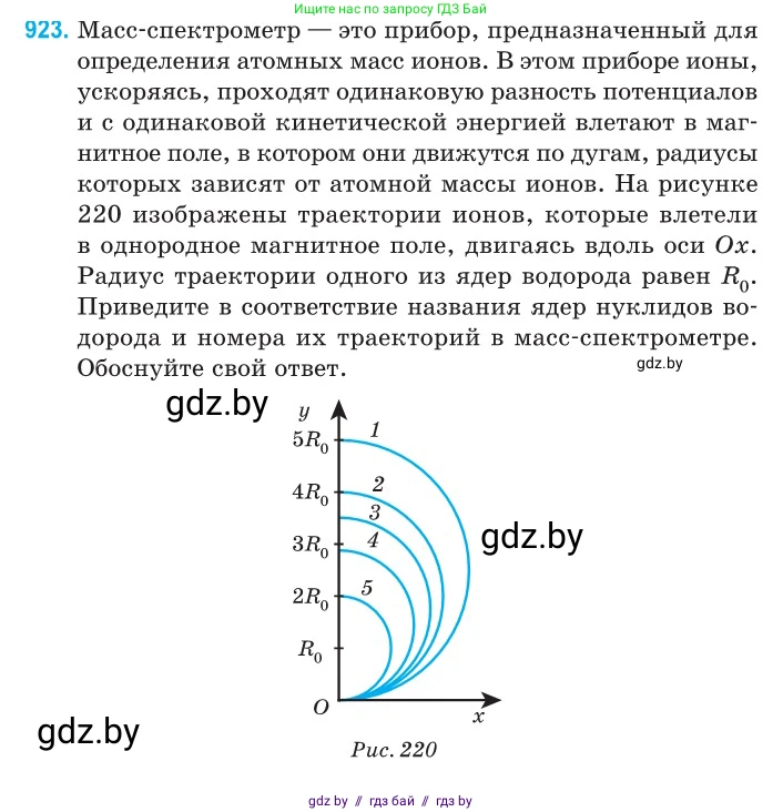 Физика, 11 класс Сборник задач, авторы: Дорофейчик Владимир Владимирович, Силенков Михаил Анатольевич, издательство Национальный институт образования, Минск, 2023, страница 264, номер 923, Условие