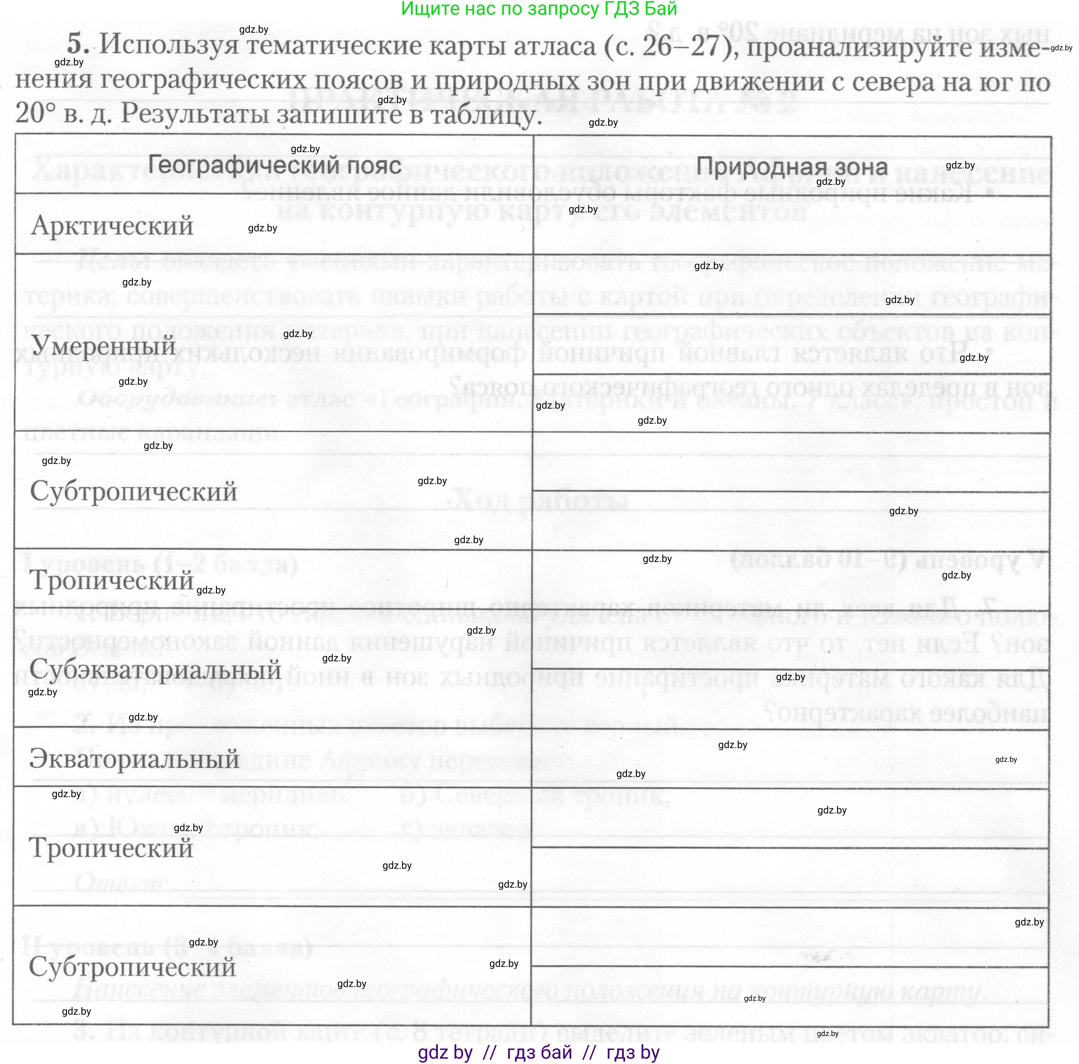 География, 7 класс тетрадь для практических и самостоятельных работ, авторы: Метельский Юрий Михайлович, Чайковская Людмила Ивановна, издательство Сэр-Вит, Минск, 2023, бирюзового цвета, страница 5, номер 5, Условие