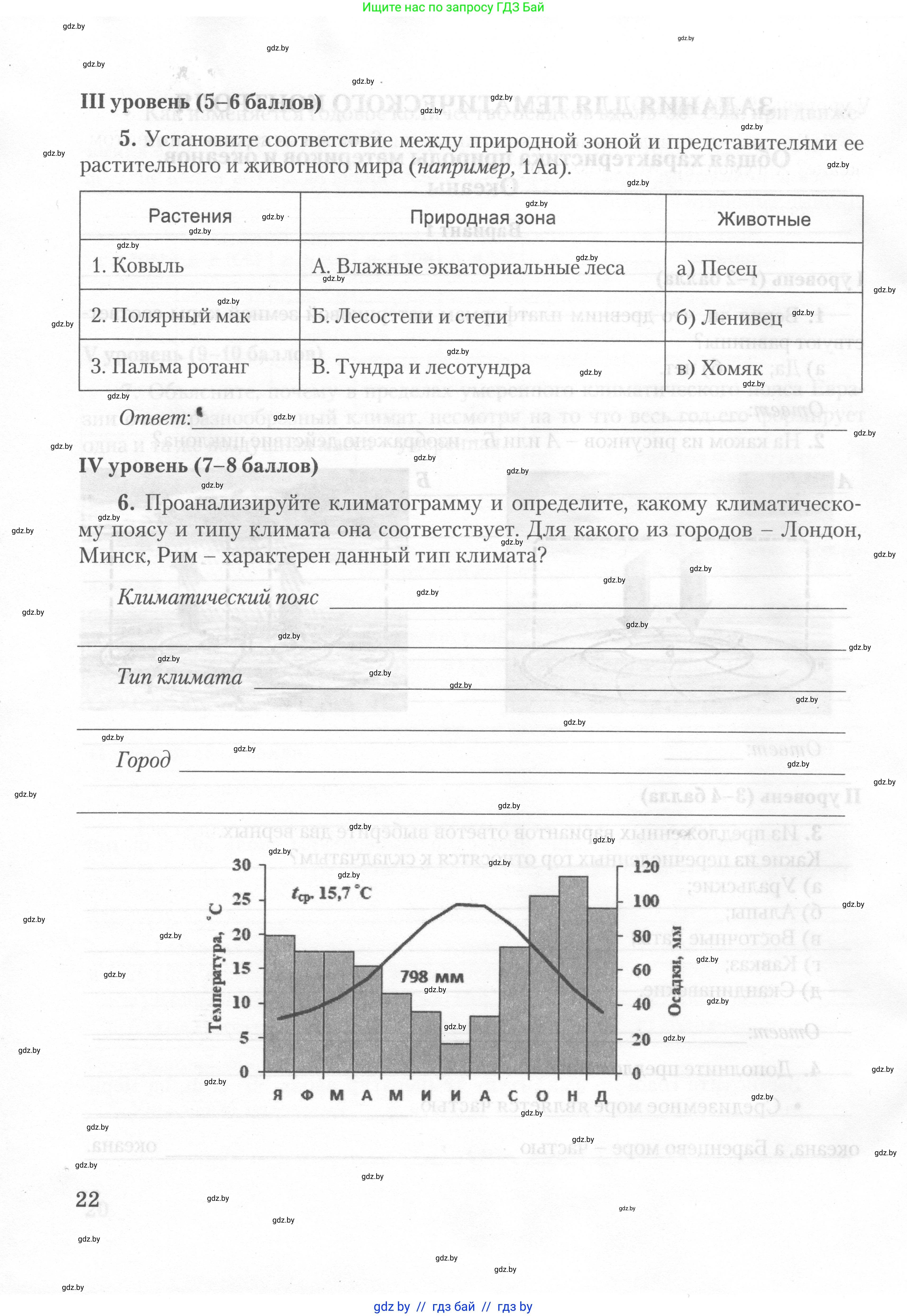География, 7 класс тетрадь для практических и самостоятельных работ, авторы: Метельский Юрий Михайлович, Чайковская Людмила Ивановна, издательство Сэр-Вит, Минск, 2023, бирюзового цвета, страница 22