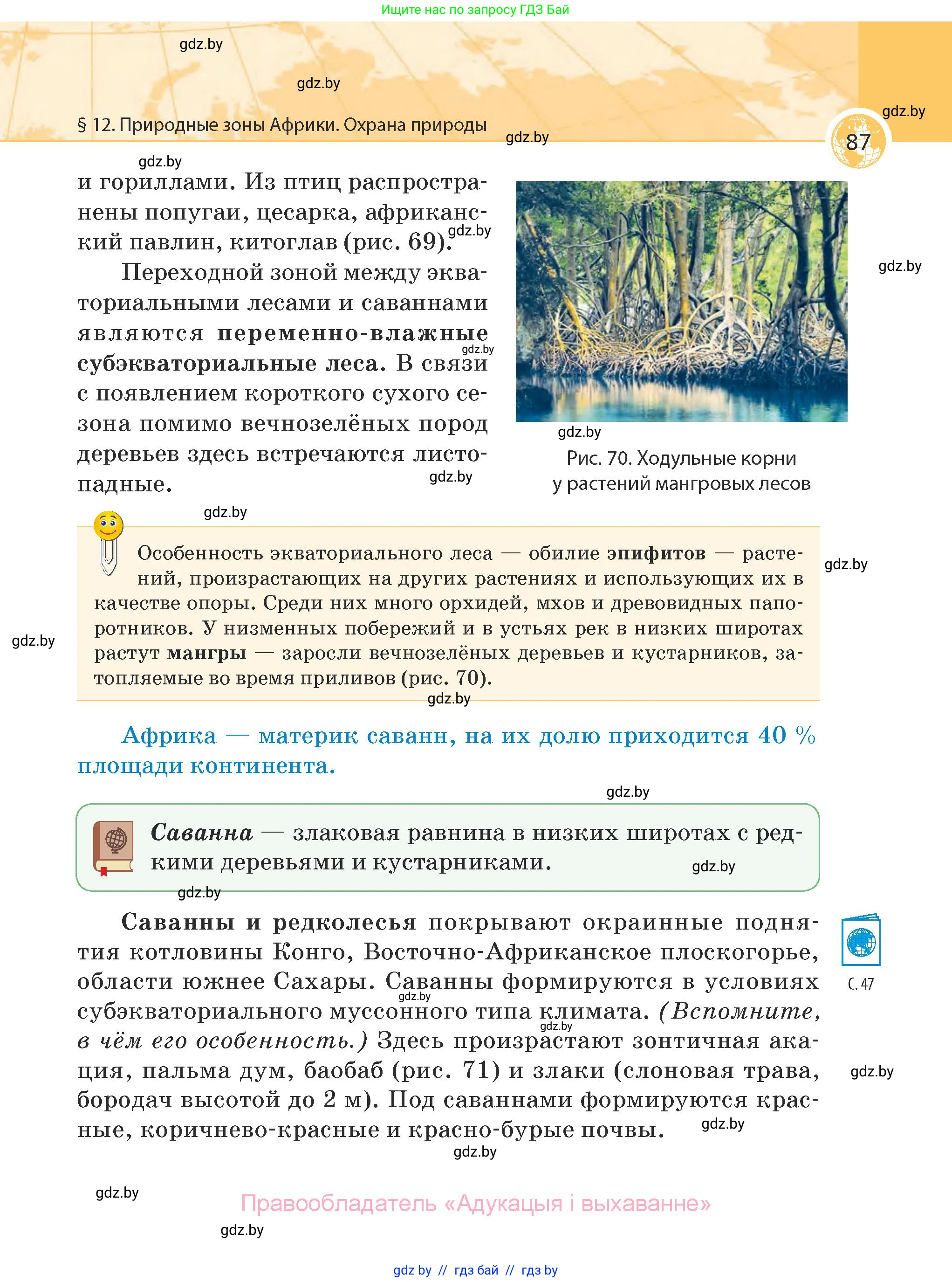 География, 7 класс Учебник, авторы: Кольмакова Елена Генадьевна, Лопух Пётр Степанович, Сарычева Ольга Владимировна, издательство Адукацыя i выхаванне, Минск, 2023, страница 87