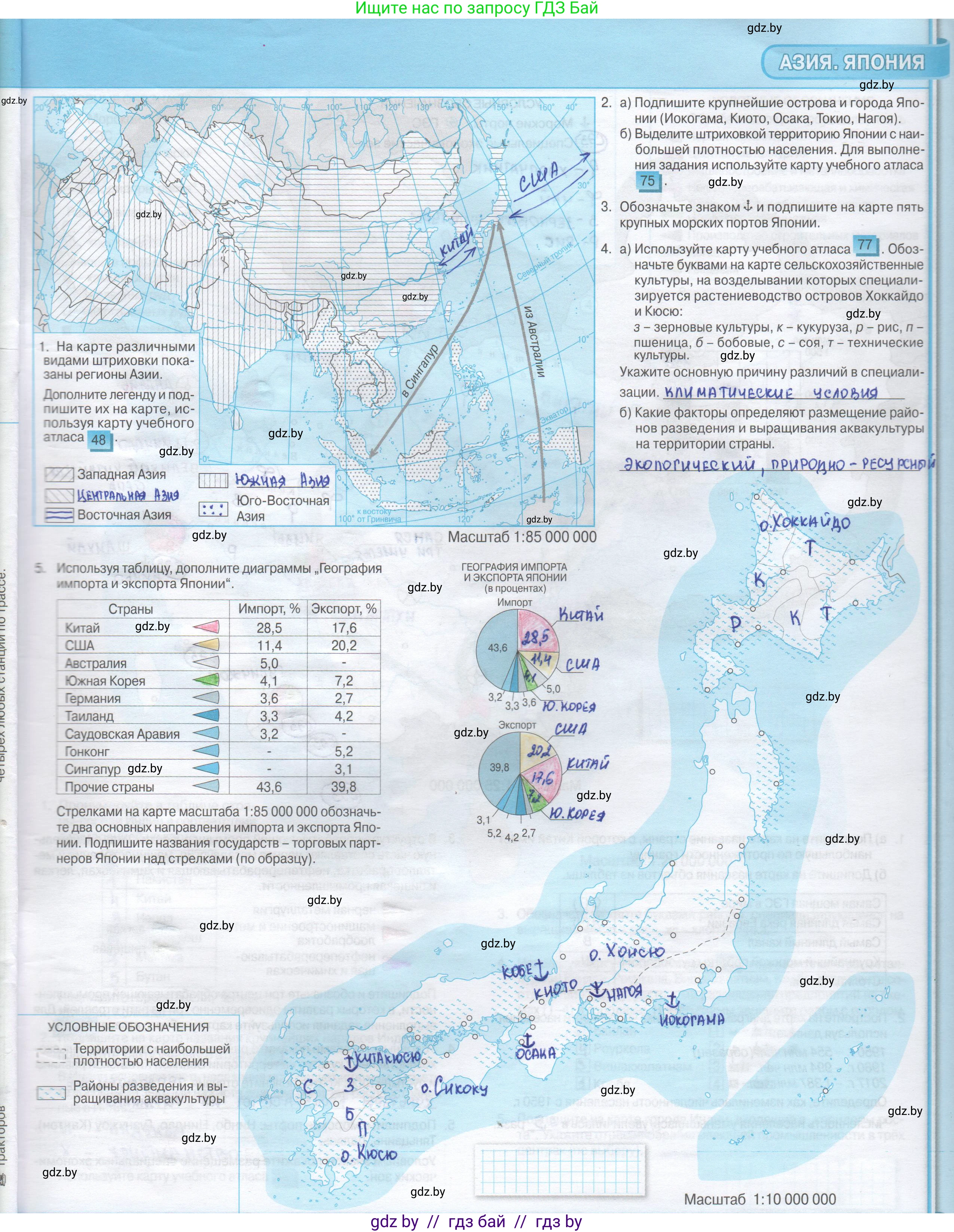 География, 8 класс Контурные карты, авторы: Озем Г З, Ольмец Л Г, Шкель Людмила Валерьевна, Фокеева Л В, издательство Белкартография, Минск, 2022, голубого цвета, страница 35, Решение