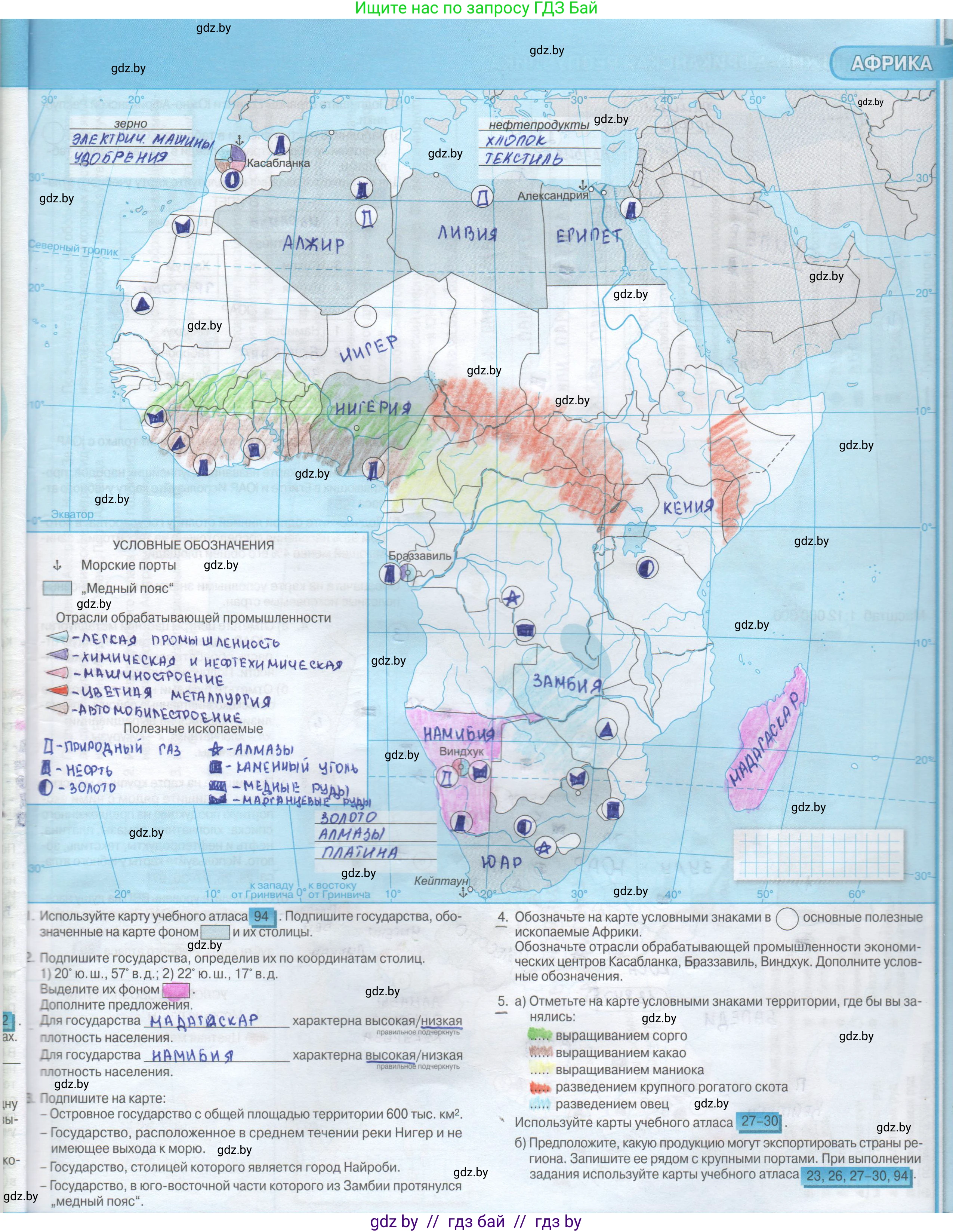 География, 8 класс Контурные карты, авторы: Озем Г З, Ольмец Л Г, Шкель Людмила Валерьевна, Фокеева Л В, издательство Белкартография, Минск, 2022, голубого цвета, страница 45, Решение