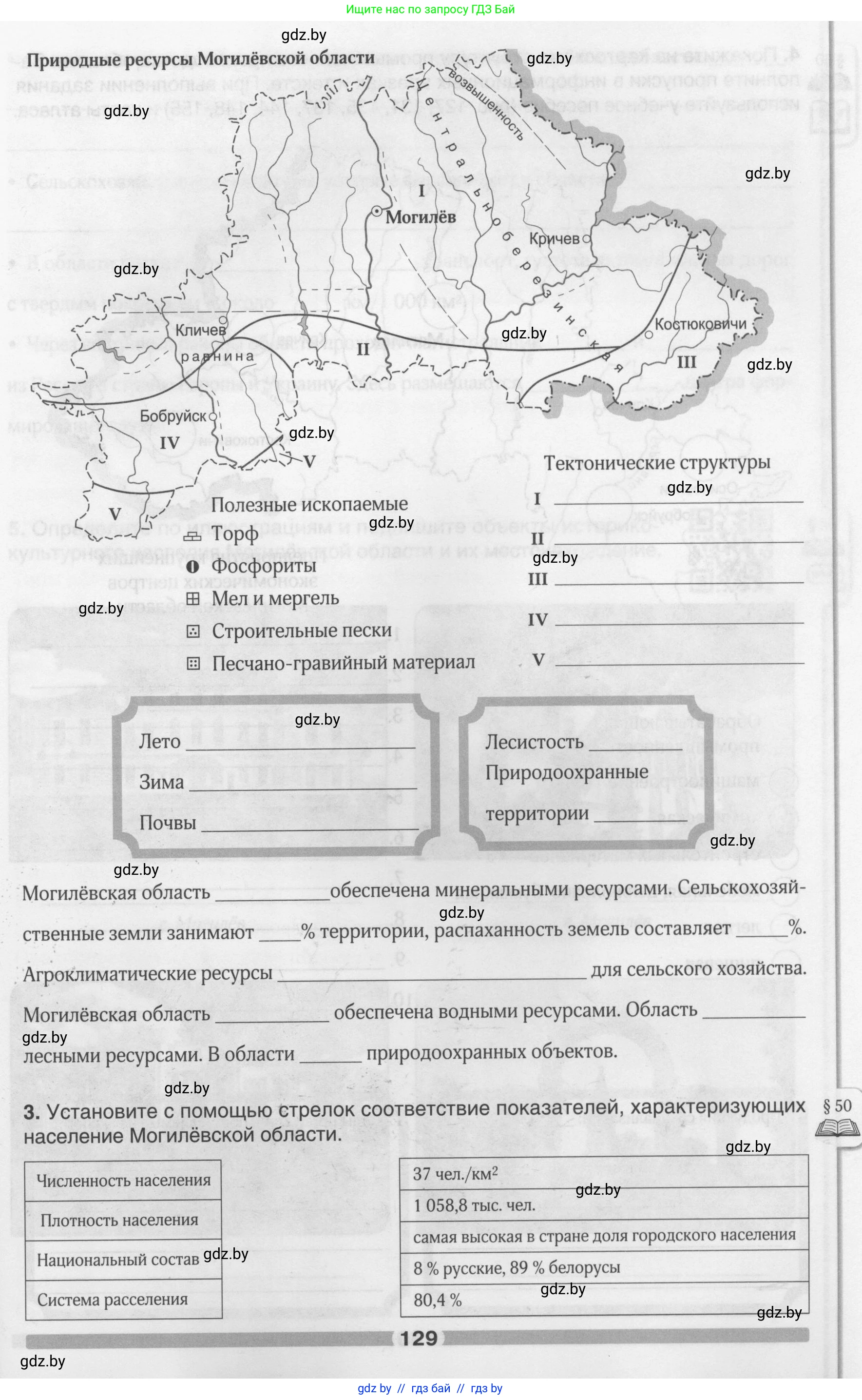 География, 9 класс рабочая тетрадь, авторы: Брилевский Михаил Николаевич, Климович Алеся Владимировна, издательство Белкартография, Минск, 2021, бирюзового цвета, страница 129