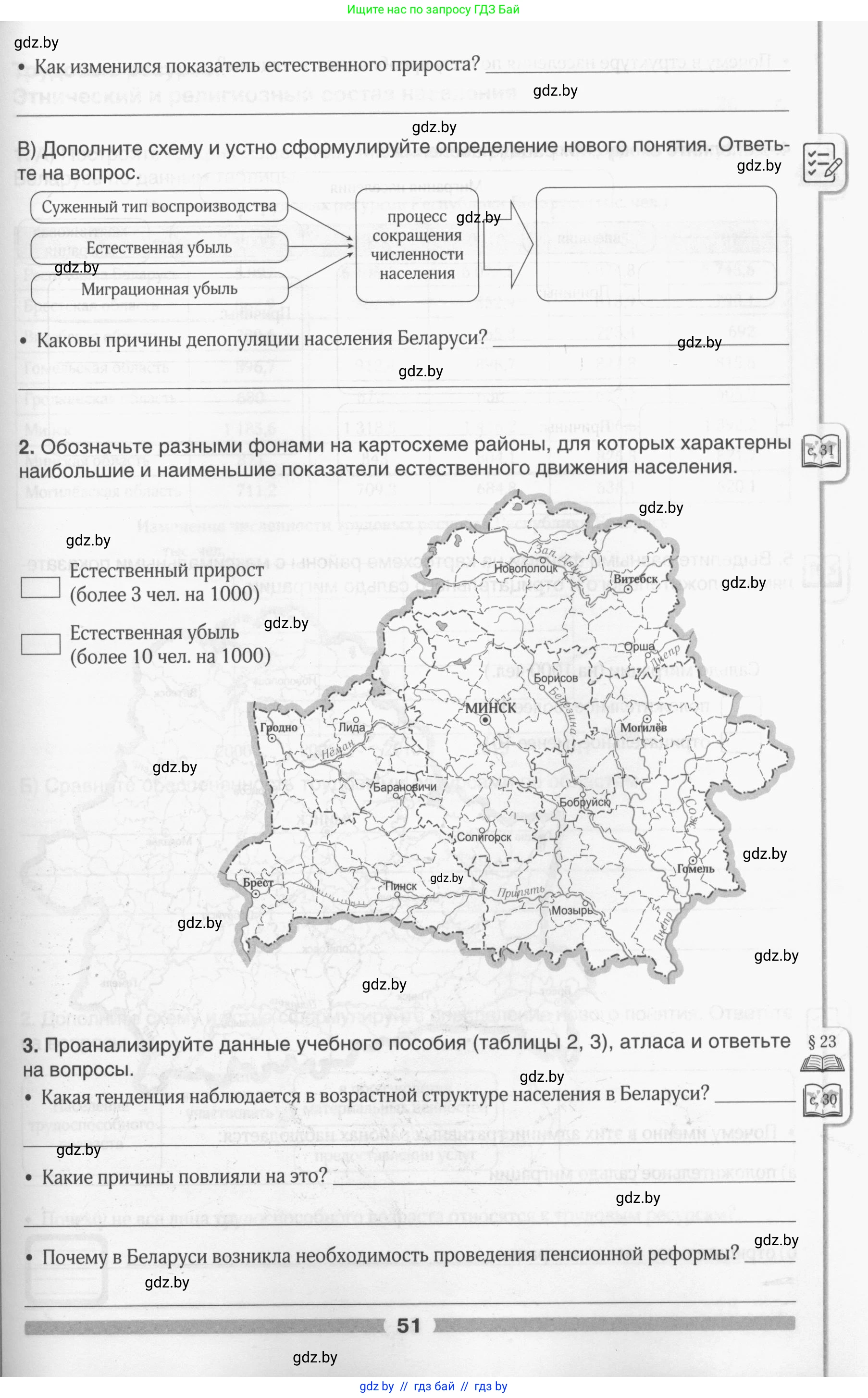 География, 9 класс рабочая тетрадь, авторы: Брилевский Михаил Николаевич, Климович Алеся Владимировна, издательство Белкартография, Минск, 2021, бирюзового цвета, страница 51