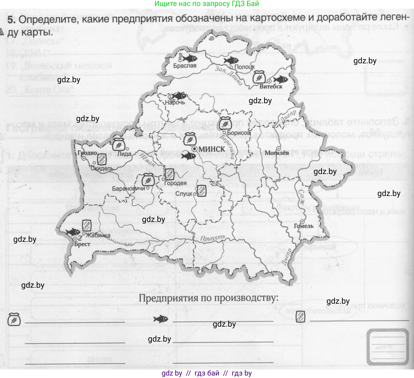 География, 9 класс рабочая тетрадь, авторы: Брилевский Михаил Николаевич, Климович Алеся Владимировна, издательство Белкартография, Минск, 2021, бирюзового цвета, страница 90, номер 5, Условие
