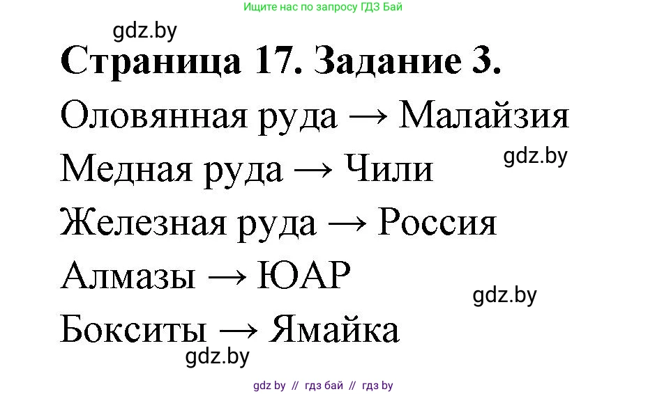 География, 8 класс Тетрадь для практических работ и индивидуальных заданий, авторы: Витченко Александр Николаевич, Антипова Екатерина Анатольевна, Станкевич Наталья Григорьевна, издательство Аверсэв, Минск, 2024, страница 17, номер 3, Решение
