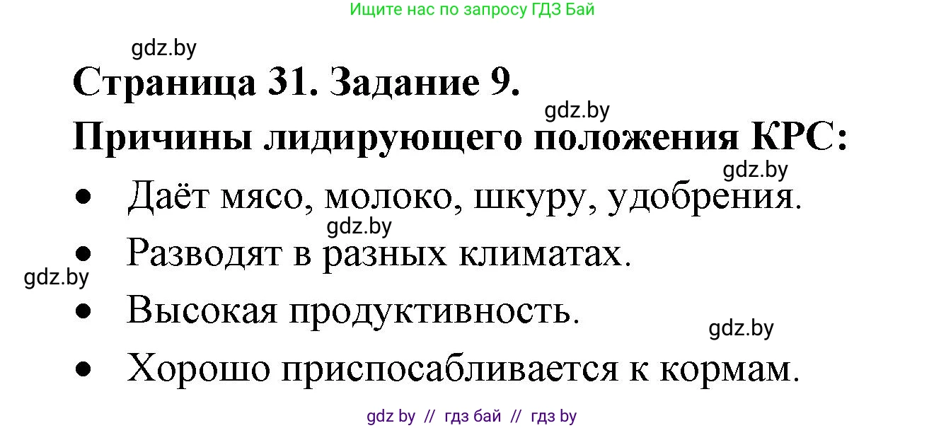 География, 8 класс Тетрадь для практических работ и индивидуальных заданий, авторы: Витченко Александр Николаевич, Антипова Екатерина Анатольевна, Станкевич Наталья Григорьевна, издательство Аверсэв, Минск, 2024, страница 31, номер 9, Решение