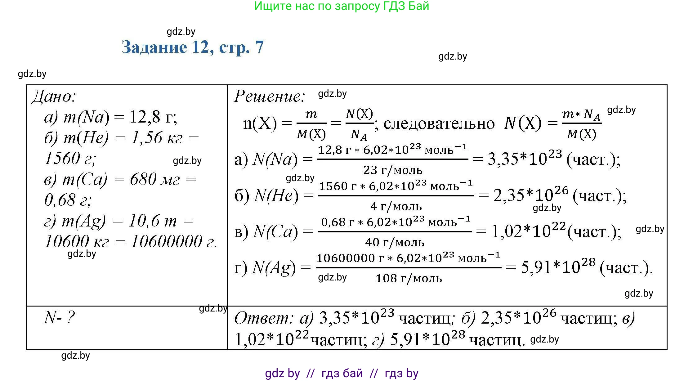 Химия, 8 класс Сборник задач, авторы: Хвалюк Виктор Николаевич, Резяпкин Виктор Ильич, издательство Адукацыя i выхаванне, Минск, 2019, голубого цвета, страница 7, номер 12, Решение