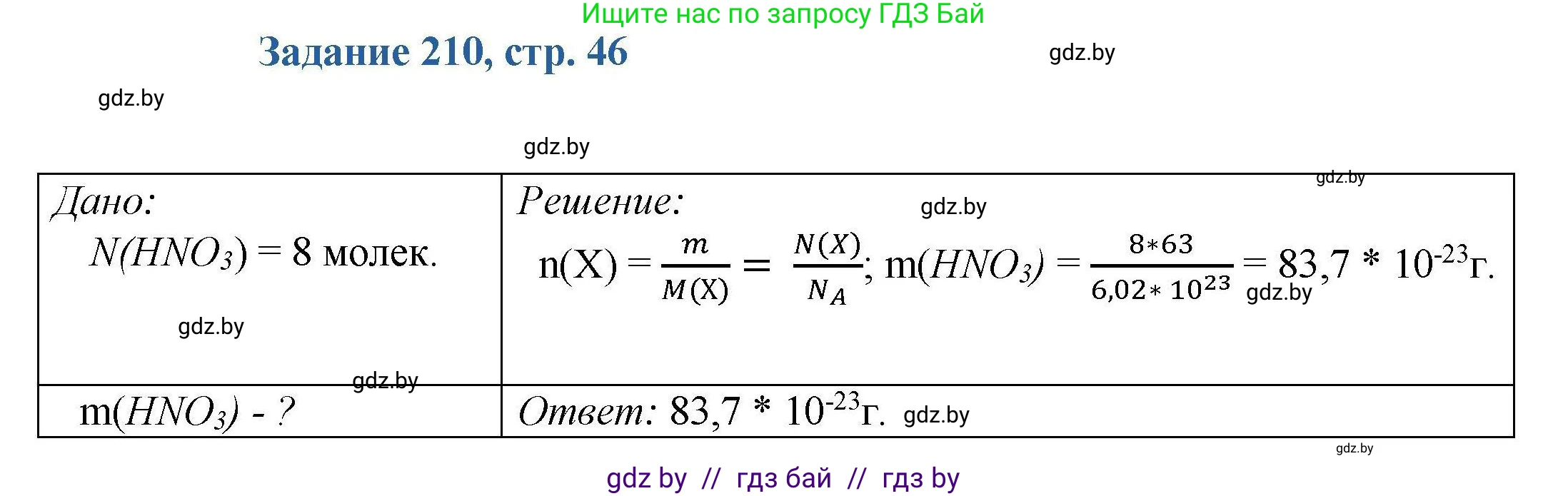 Химия, 8 класс Сборник задач, авторы: Хвалюк Виктор Николаевич, Резяпкин Виктор Ильич, издательство Адукацыя i выхаванне, Минск, 2019, голубого цвета, страница 46, номер 210, Решение