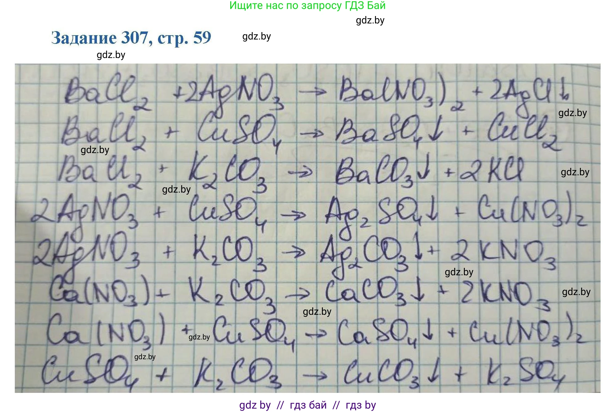 Химия, 8 класс Сборник задач, авторы: Хвалюк Виктор Николаевич, Резяпкин Виктор Ильич, издательство Адукацыя i выхаванне, Минск, 2019, голубого цвета, страница 59, номер 307, Решение