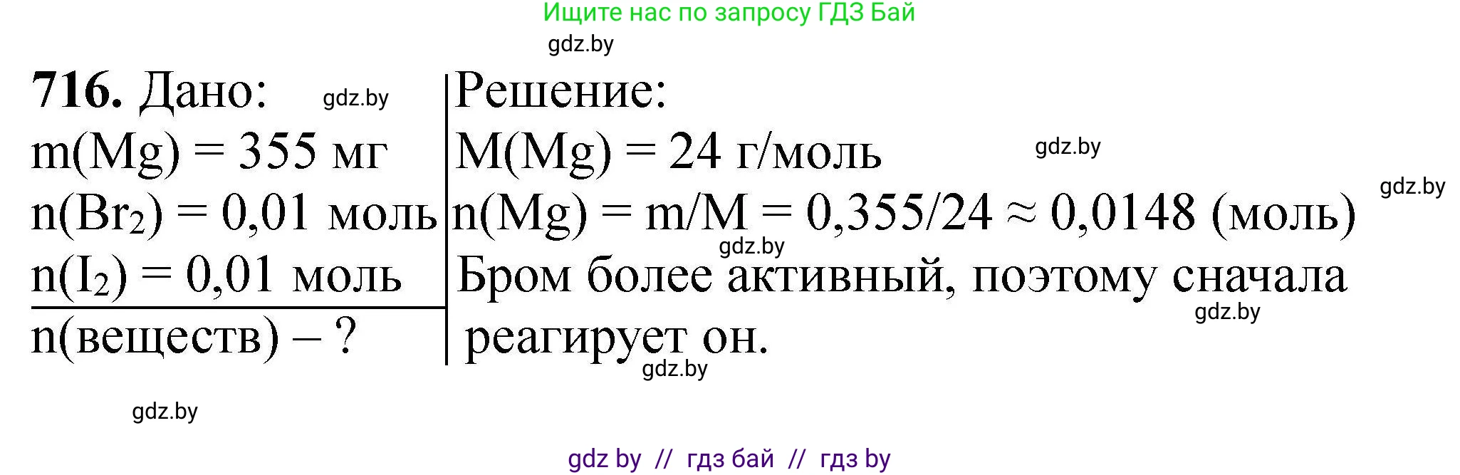 Химия, 9 класс Сборник задач, авторы: Хвалюк Виктор Николаевич, Резяпкин Виктор Ильич, издательство Адукацыя i выхаванне, Минск, 2020, салатового цвета, страница 129, номер 716, Решение