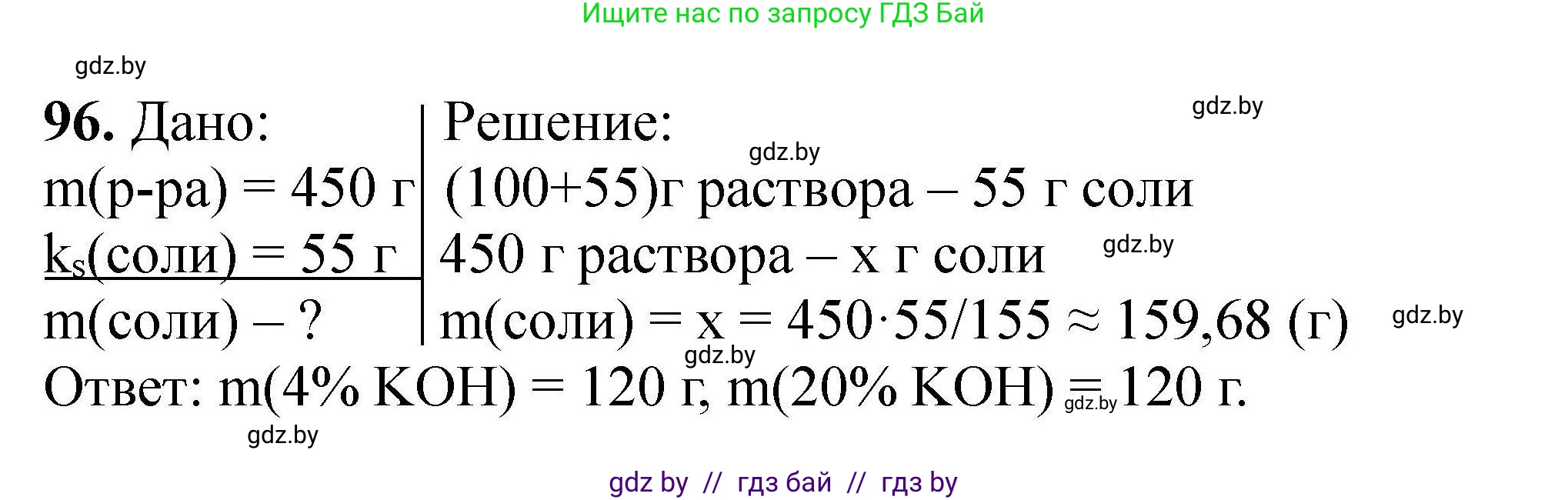 Химия, 9 класс Сборник задач, авторы: Хвалюк Виктор Николаевич, Резяпкин Виктор Ильич, издательство Адукацыя i выхаванне, Минск, 2020, салатового цвета, страница 27, номер 96, Решение