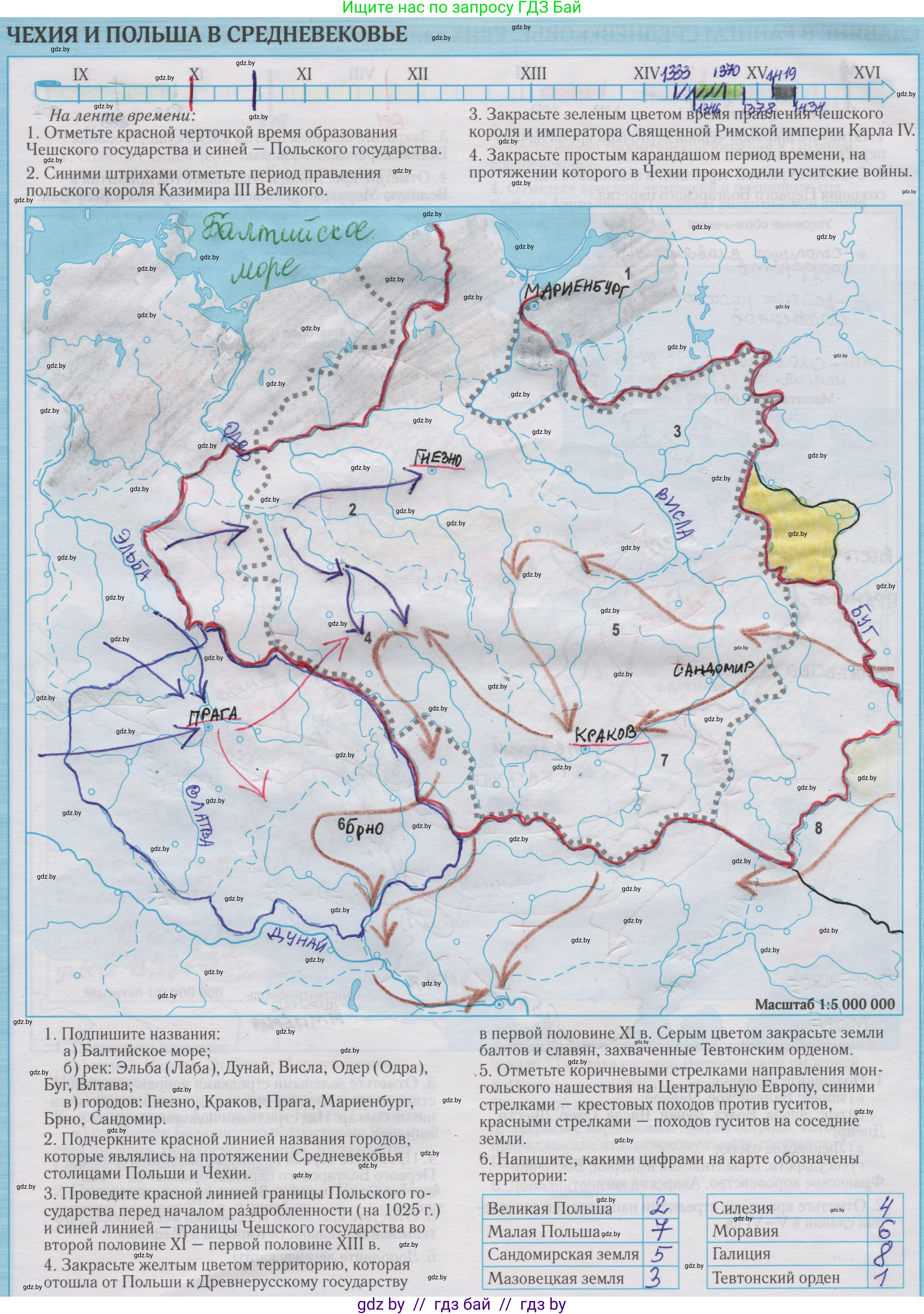 История средних веков, 6 класс Контурные карты, авторы: Перзашкевич Олег Валерьевич, Темушев Степан Николаевич, Торканевский А А, Федосик Виктор Анатольевич, издательство Белкартография, Минск, 2022, голубого цвета, страница 22, Решение