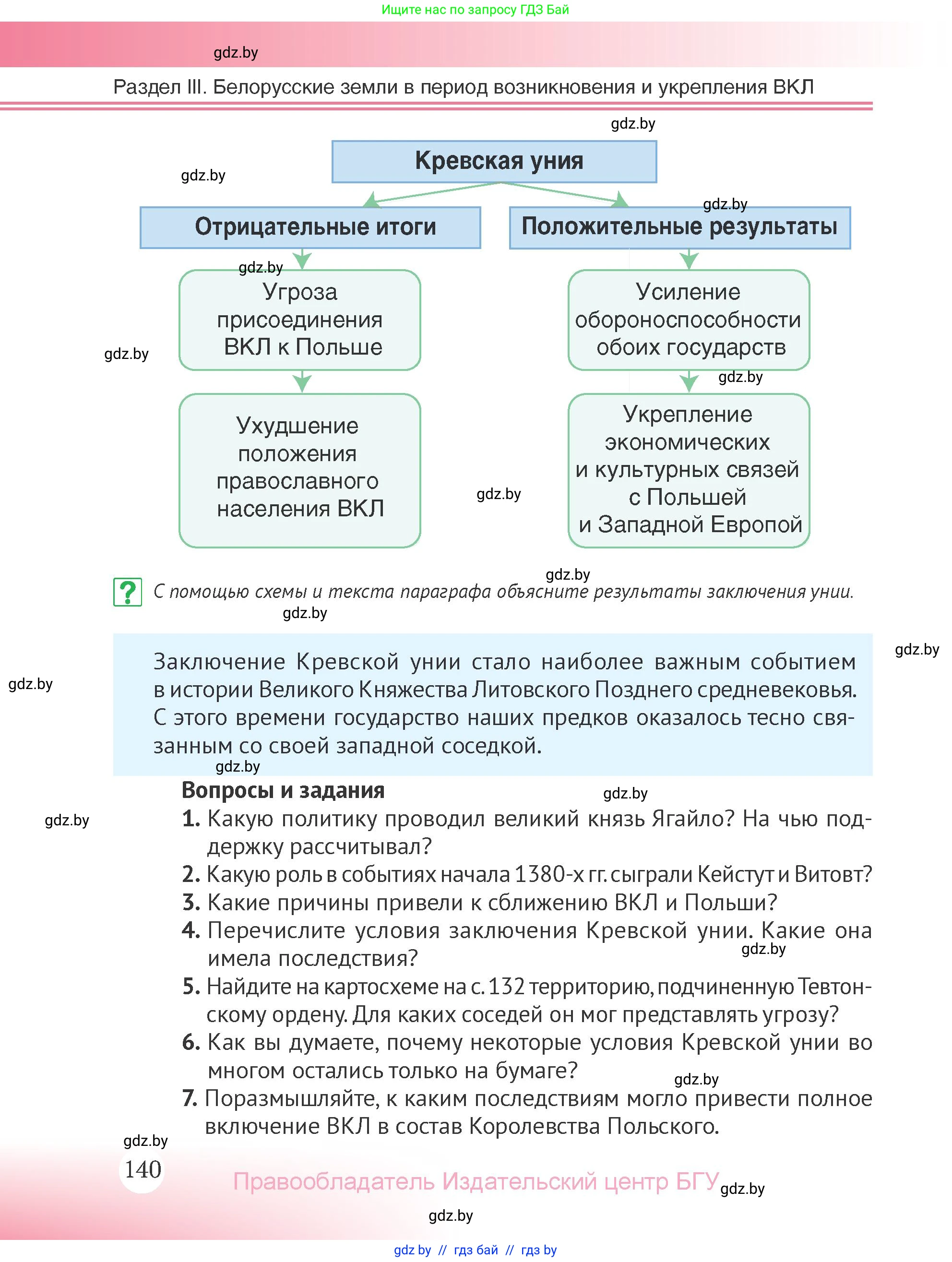 История Беларуси (Гісторыя Беларусі), 6 класс Учебник, авторы: Темушев Степан Николаевич, Бохан Юрий Николаевич, издательство Издательский центр БГУ, Минск, 2023, страница 140