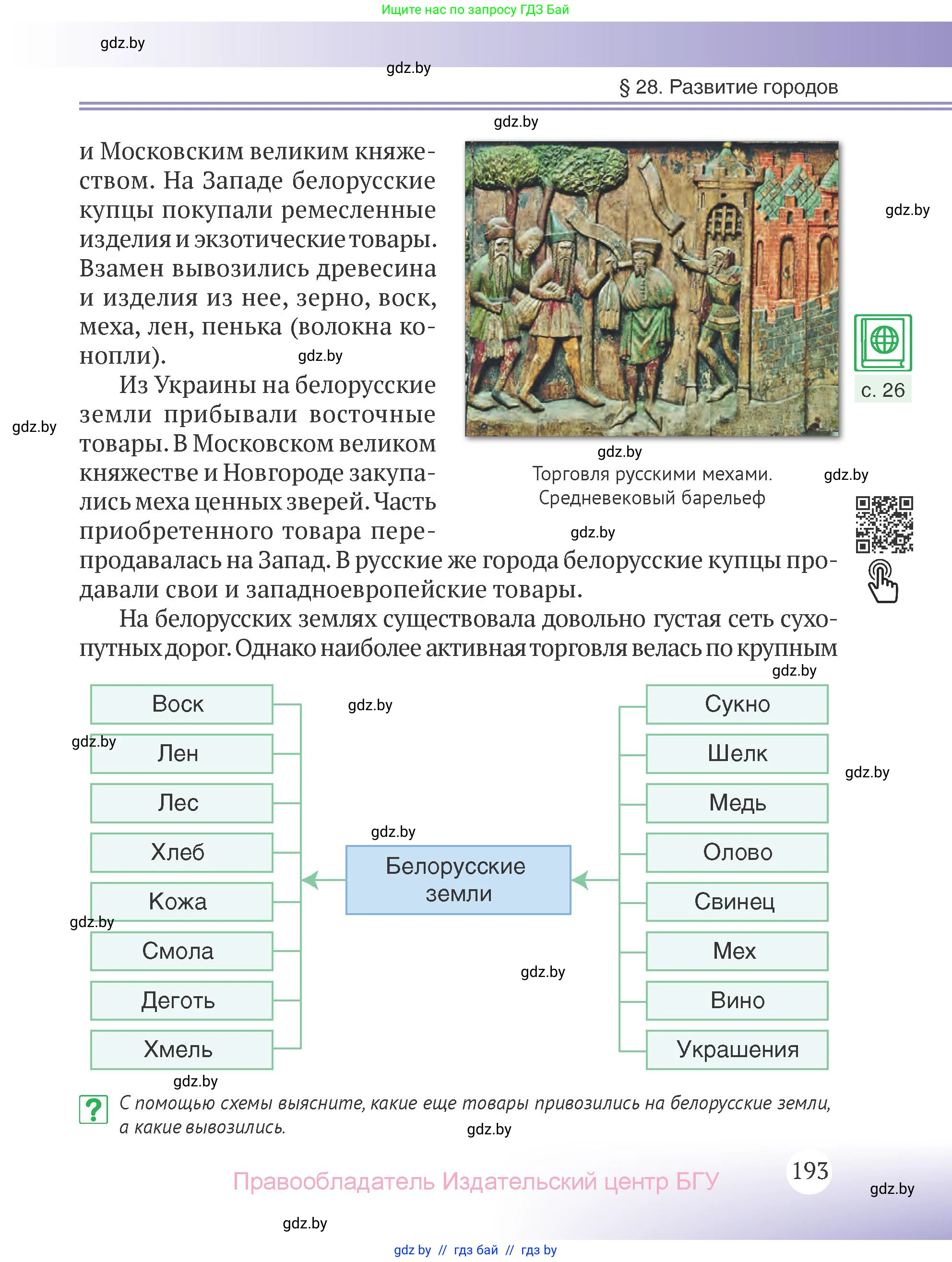 История Беларуси (Гісторыя Беларусі), 6 класс Учебник, авторы: Темушев Степан Николаевич, Бохан Юрий Николаевич, издательство Издательский центр БГУ, Минск, 2023, страница 193