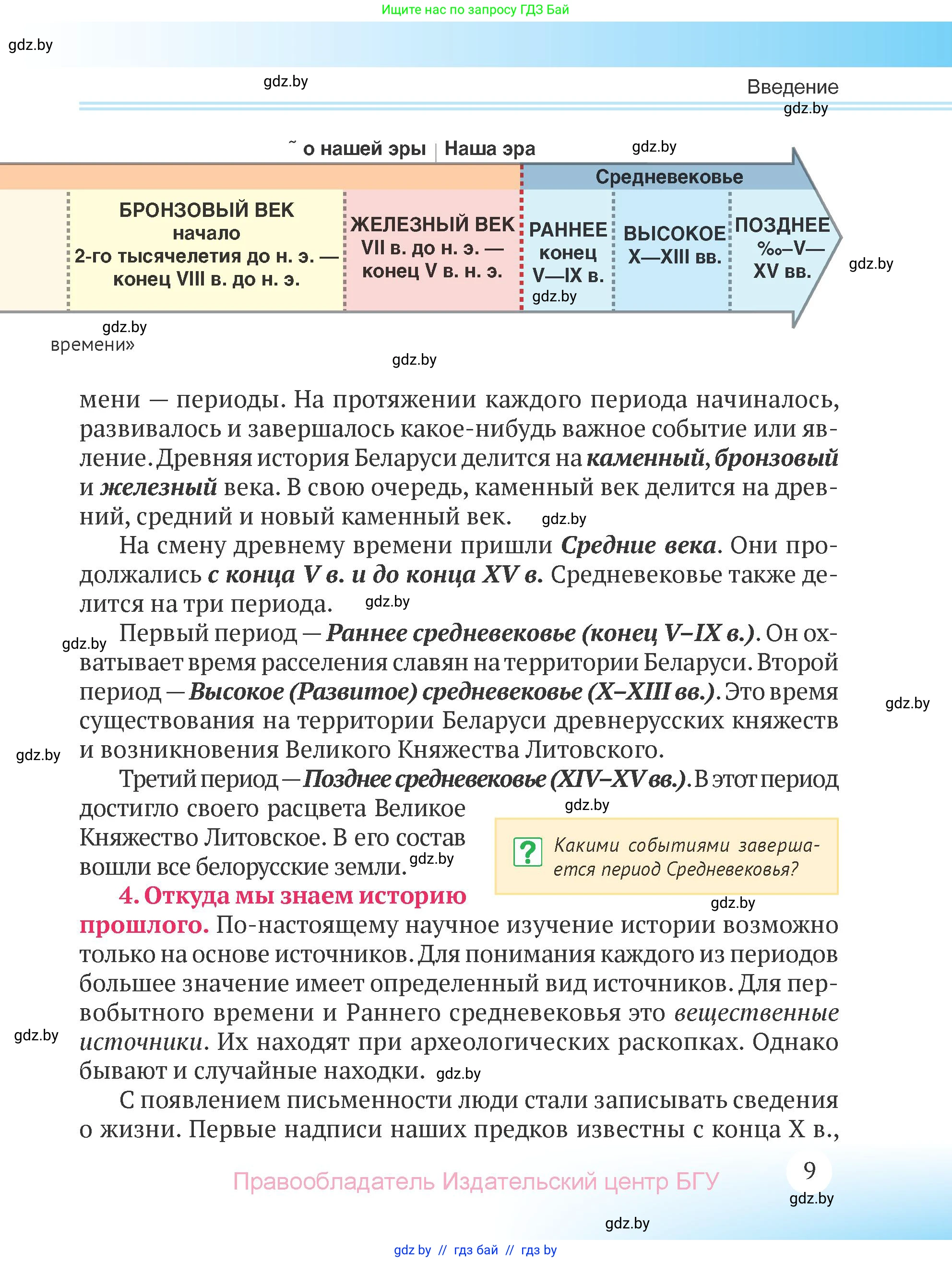 История Беларуси (Гісторыя Беларусі), 6 класс Учебник, авторы: Темушев Степан Николаевич, Бохан Юрий Николаевич, издательство Издательский центр БГУ, Минск, 2023, страница 9