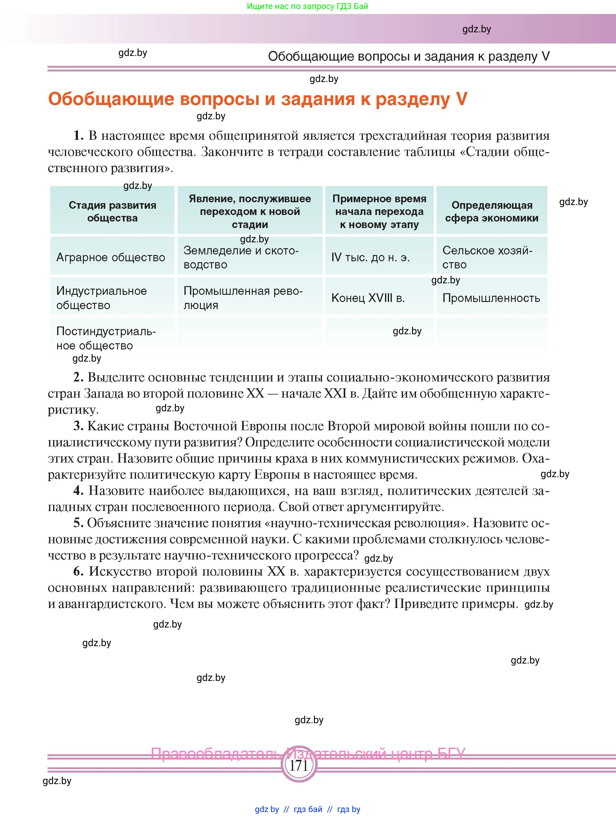 Всемирная история, 9 класс Учебник, авторы: Кошелев Владимир Сергеевич, Краснова Марина Алексеевна, Кошелева Наталья Владимировна, издательство Издательский центр БГУ, Минск, 2019, красного цвета, страница 171