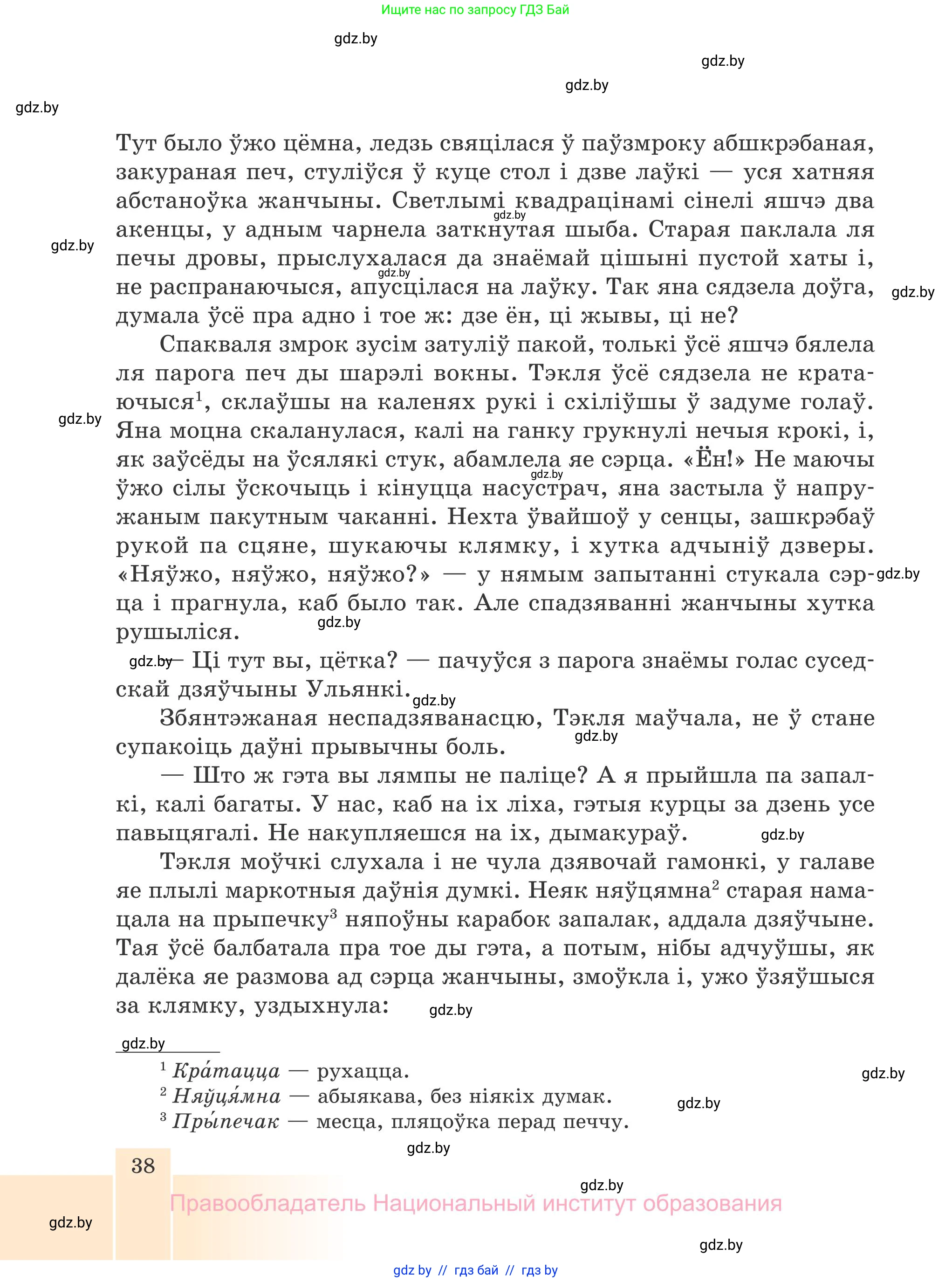 Белорусская литература (Беларуская літаратура), 7 класс Учебник, авторы: Лазарук Міхаіл Арсеньевіч, Логінава Таццяна Уладзіміраўна, Сухава Галіна Анатольеўна, издательство Нацыянальны інстытут адукацыі, Минск, 2023, салатового цвета, страница 38