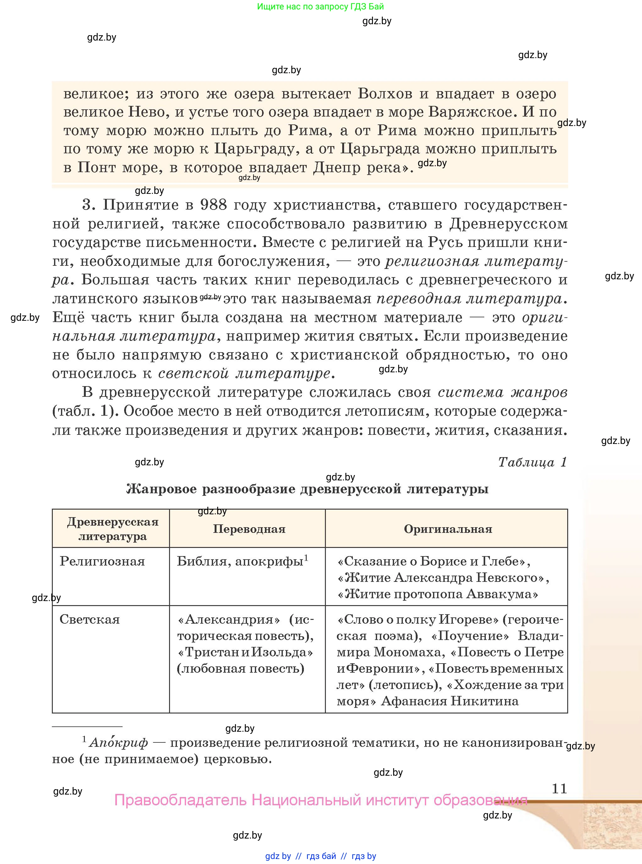 Русская литература, 9 класс Учебник, авторы: Захарова Светлана Николаевна, Черкес Наталья Ивановна, издательство Национальный институт образования, Минск, 2019, бежевого цвета, страница 11