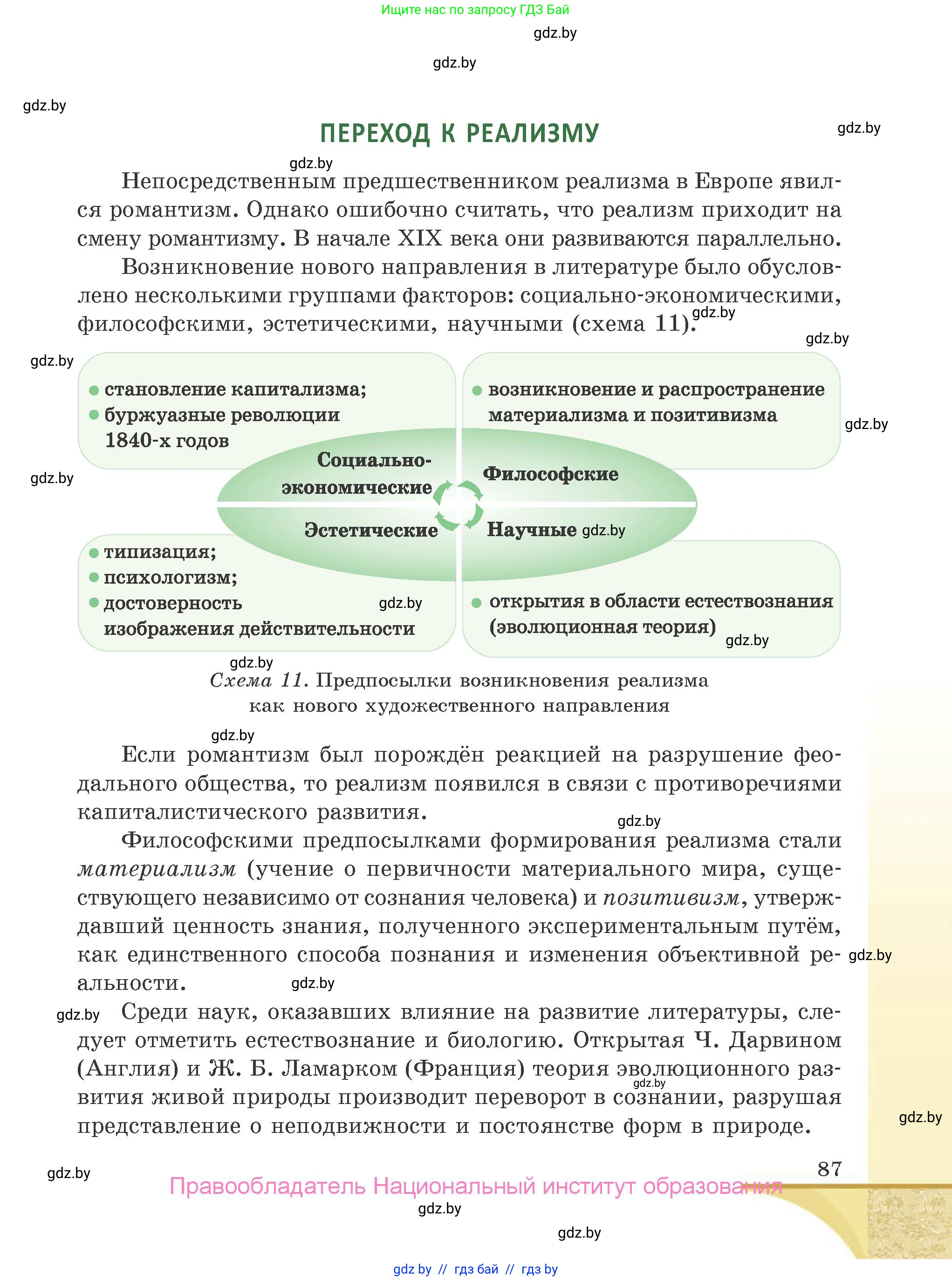 Русская литература, 9 класс Учебник, авторы: Захарова Светлана Николаевна, Черкес Наталья Ивановна, издательство Национальный институт образования, Минск, 2019, бежевого цвета, страница 87