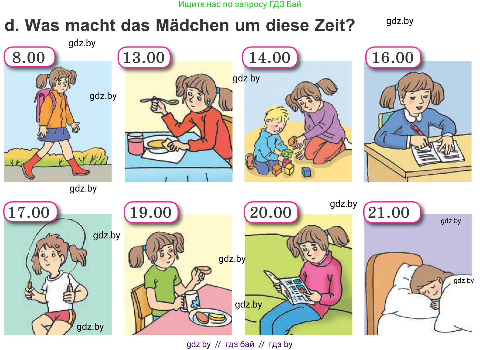 Немецкий язык (Deutsch), 4 класс Учебник (Schülerbuch), авторы: Будько Антонина Филипповна (Budjko Antonina), Урбанович Инна Ювинальевна (Urbanowitsch Ina), издательство Вышэйшая школа, Минск, 2019, жёлтого цвета, Часть 1, страница 52, номер 2d, Условие